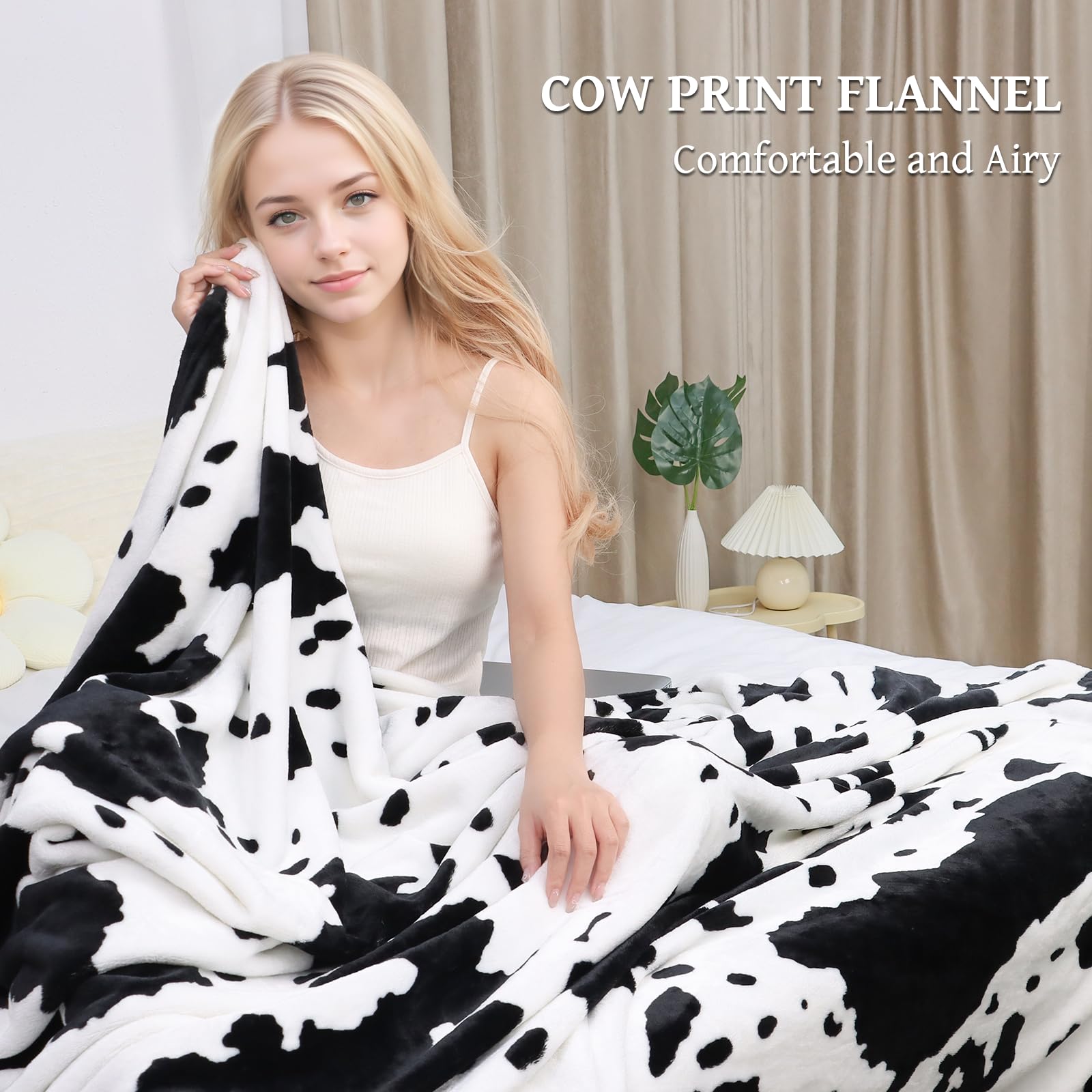 Fuzzy Black Cow Print Blanket Adult Baby Soft Warm Cozy Fleece Cat And Dog Blanket Soft & Warm Fleece Flannel Pet Blanket, Great Pet Throw(40 * 50In)