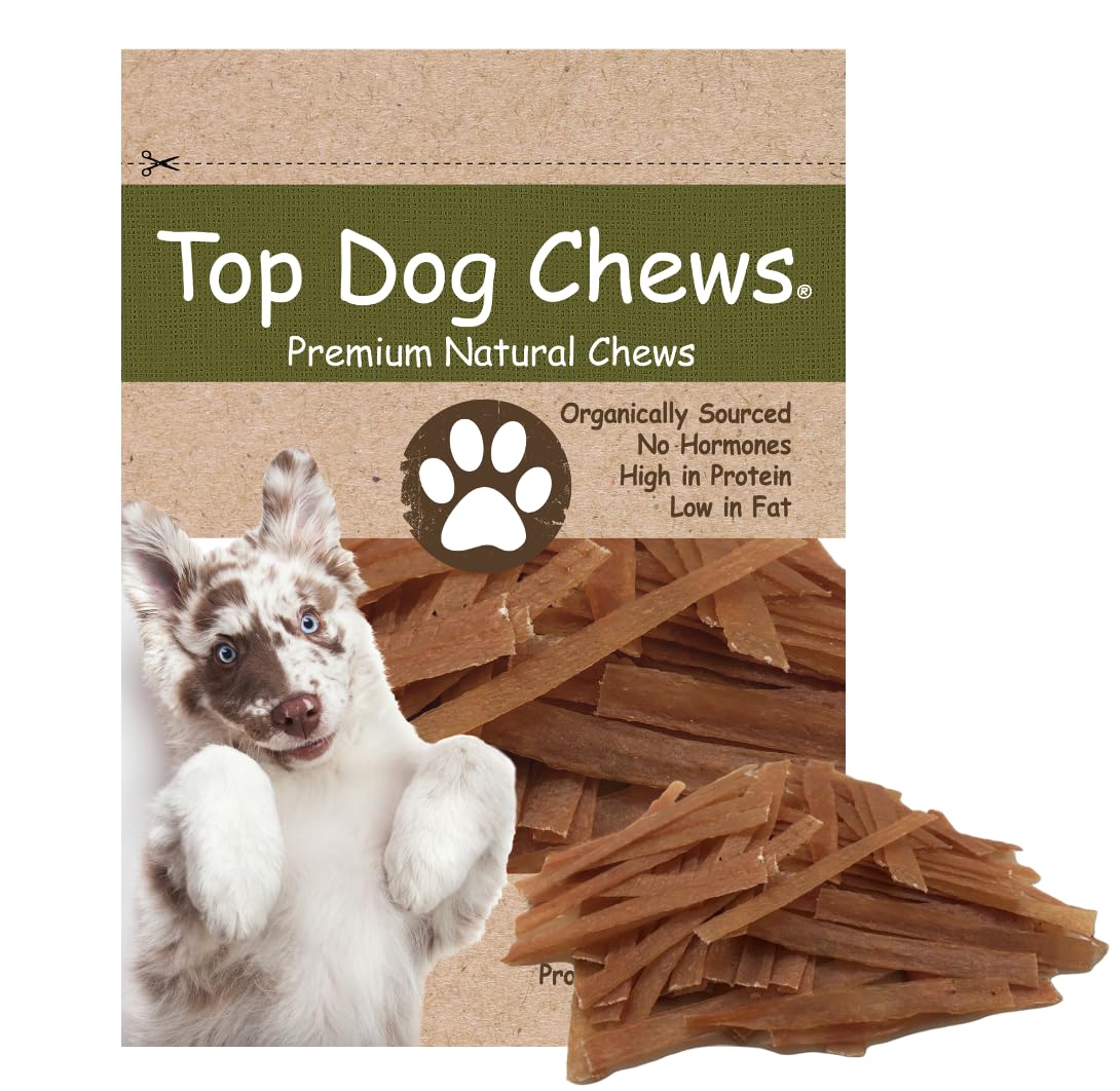 Top Dog Chews - Flat Turkey Tendons for Dogs, 1LB / 16 OZ, Made in The USA, 100% Natural Chew Treats for Dental Care and Stress 