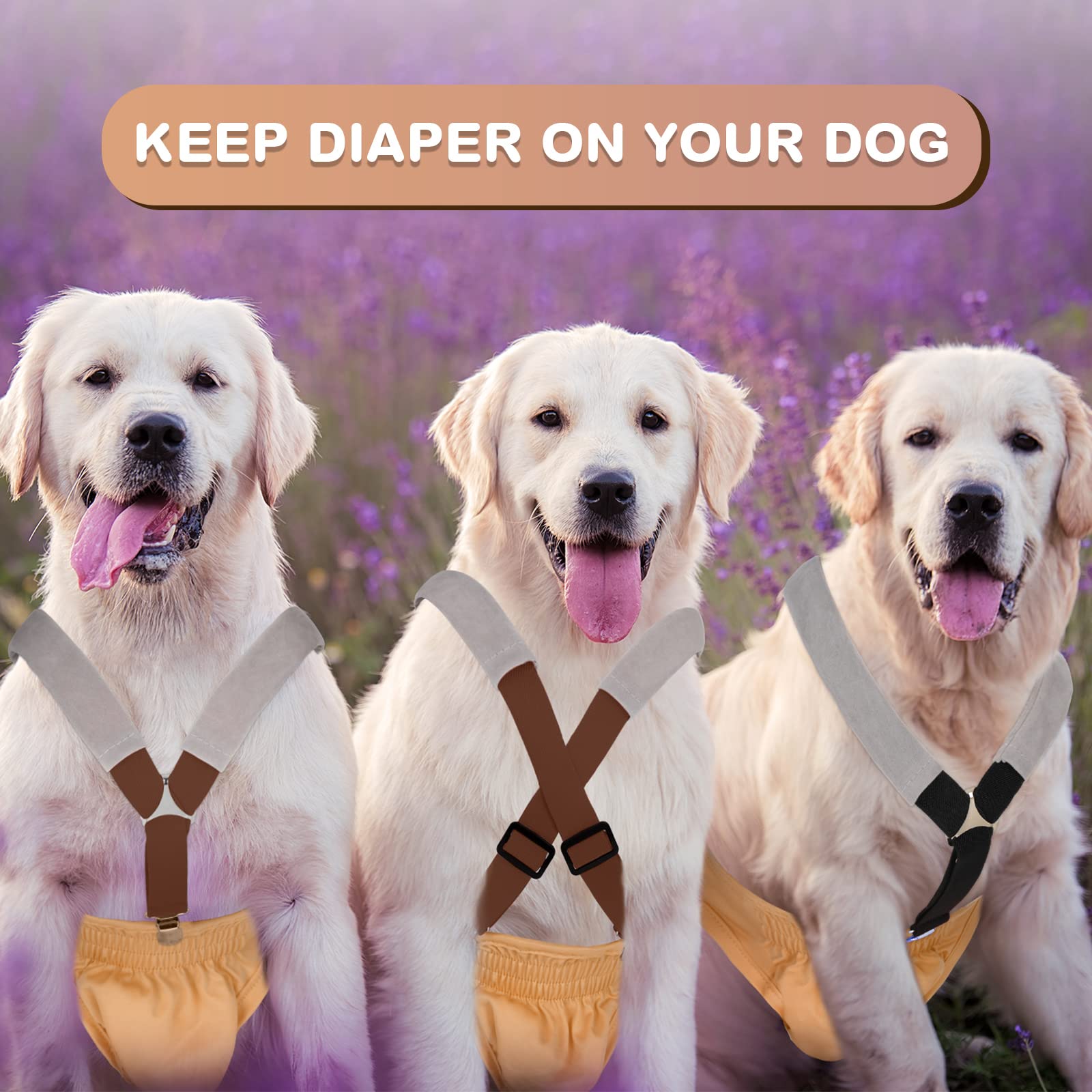 2 Pieces Dog Diaper Suspenders Belly Bands Canine Harness Keep Diaper On Your Dog For Small Medium And Large Dogs (Black, Brown, Small)