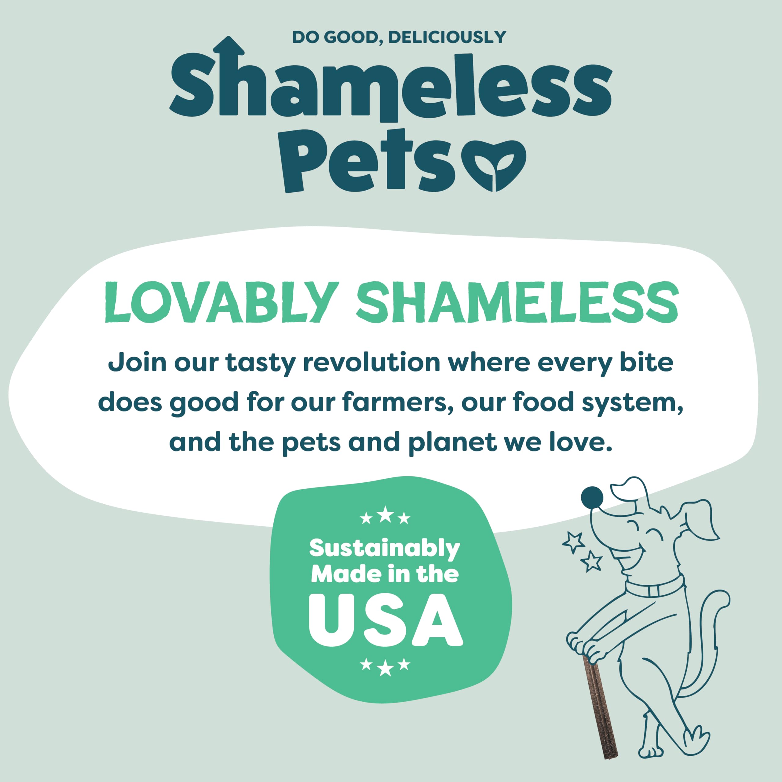 Shameless Pets Dental Chews for Dogs, Mighty Mint Dental Sticks, Healthy Treats for Teeth Cleaning & Fresh Breath - Free from Gr