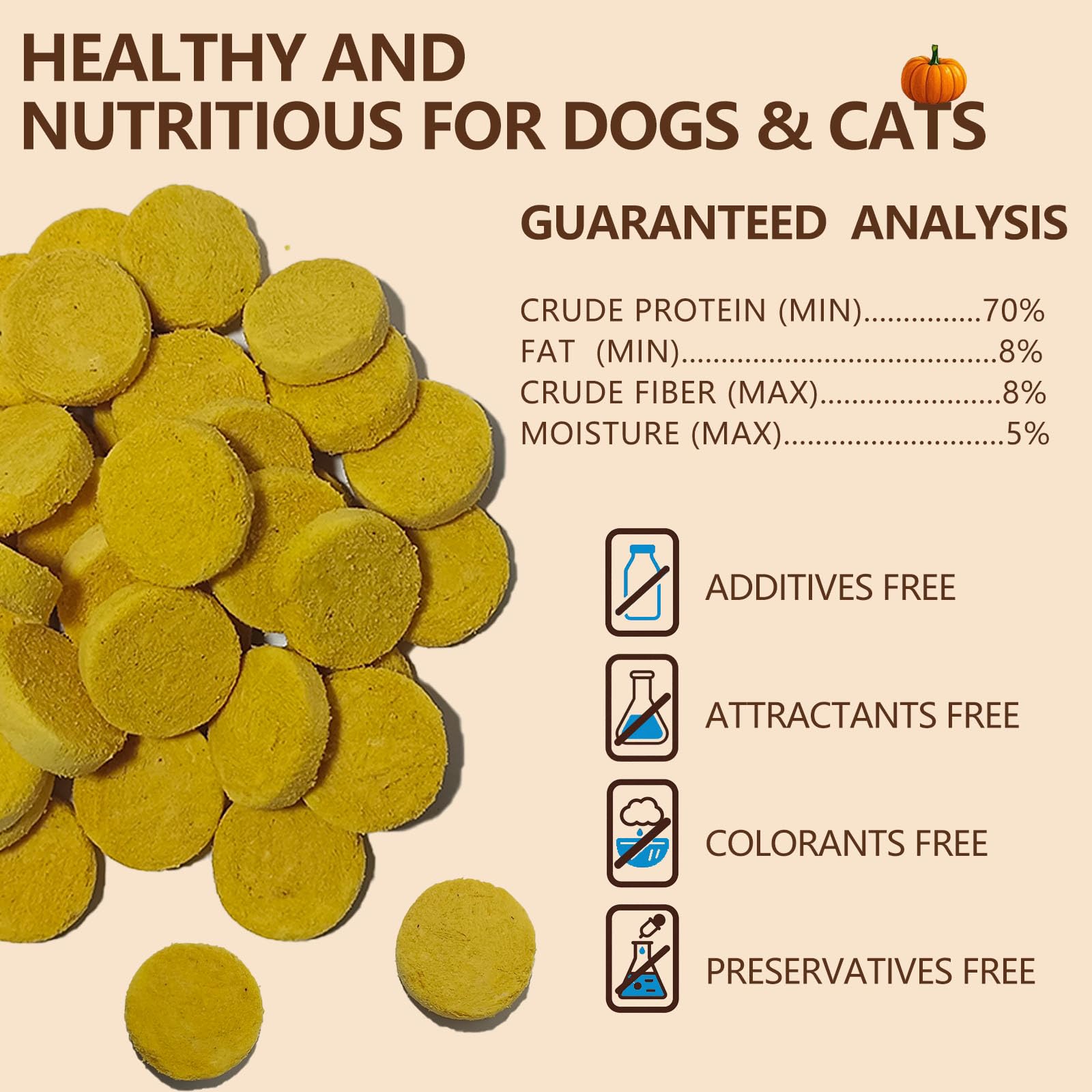 JADINGSFARM Pumpkin for Dog, Freeze Dried Pumpkin with Chicken Dog Cat Treats, Limited Ingredient, Natural Treat for Digestion H