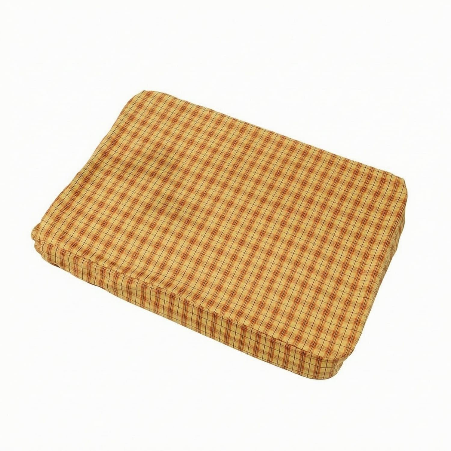 Elasticized Edges Fitted Dog Bed Cover Easy to Clean WaterResistant Dog Bed Cover, M 90x75cm, Yellow Plaid 4season