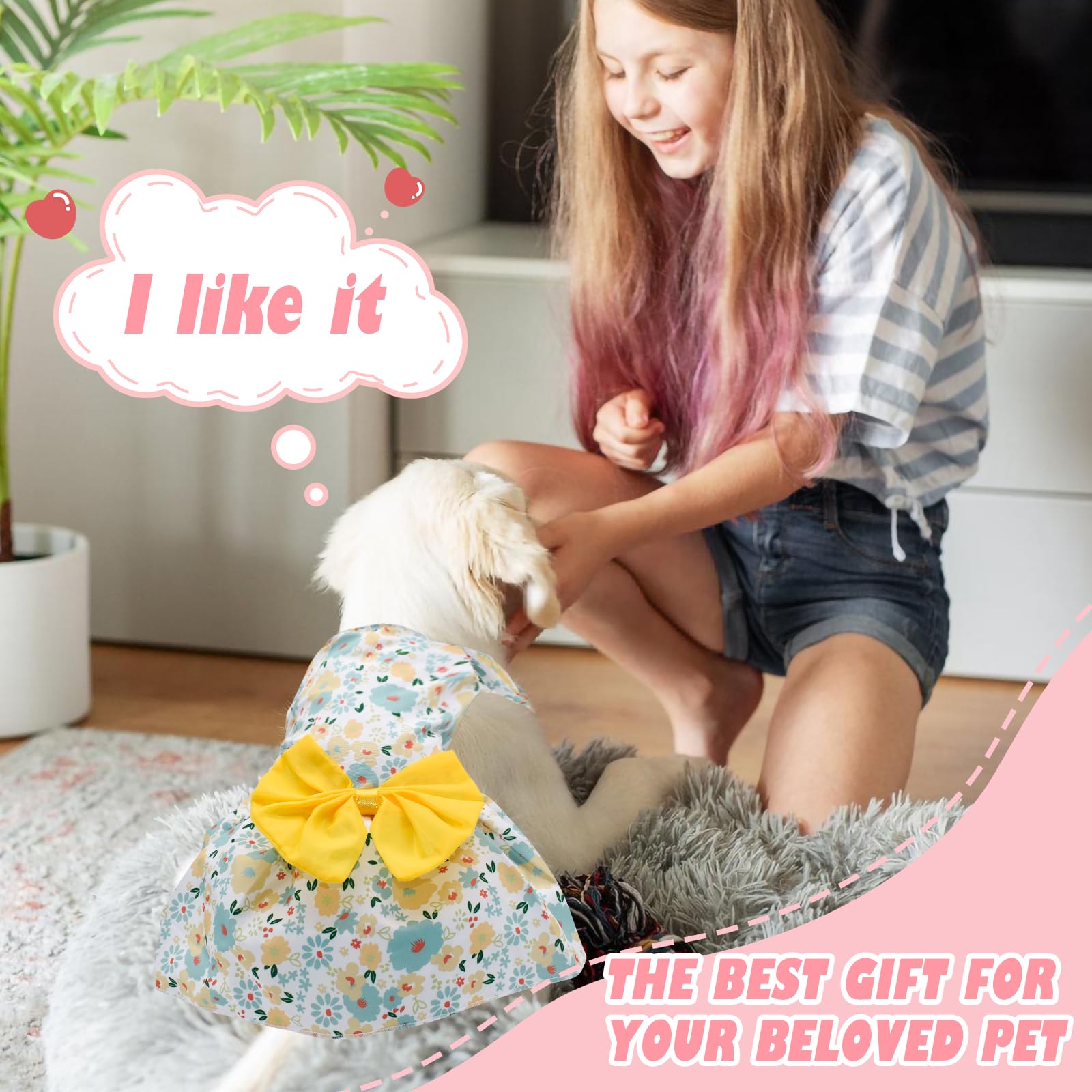 Katolk 6 Pieces Dog Dresses For Small Dogs Girls, Cute Princess Puppy Kitten Dog Dresses With Flowers And Bowknot For Pet Cats,