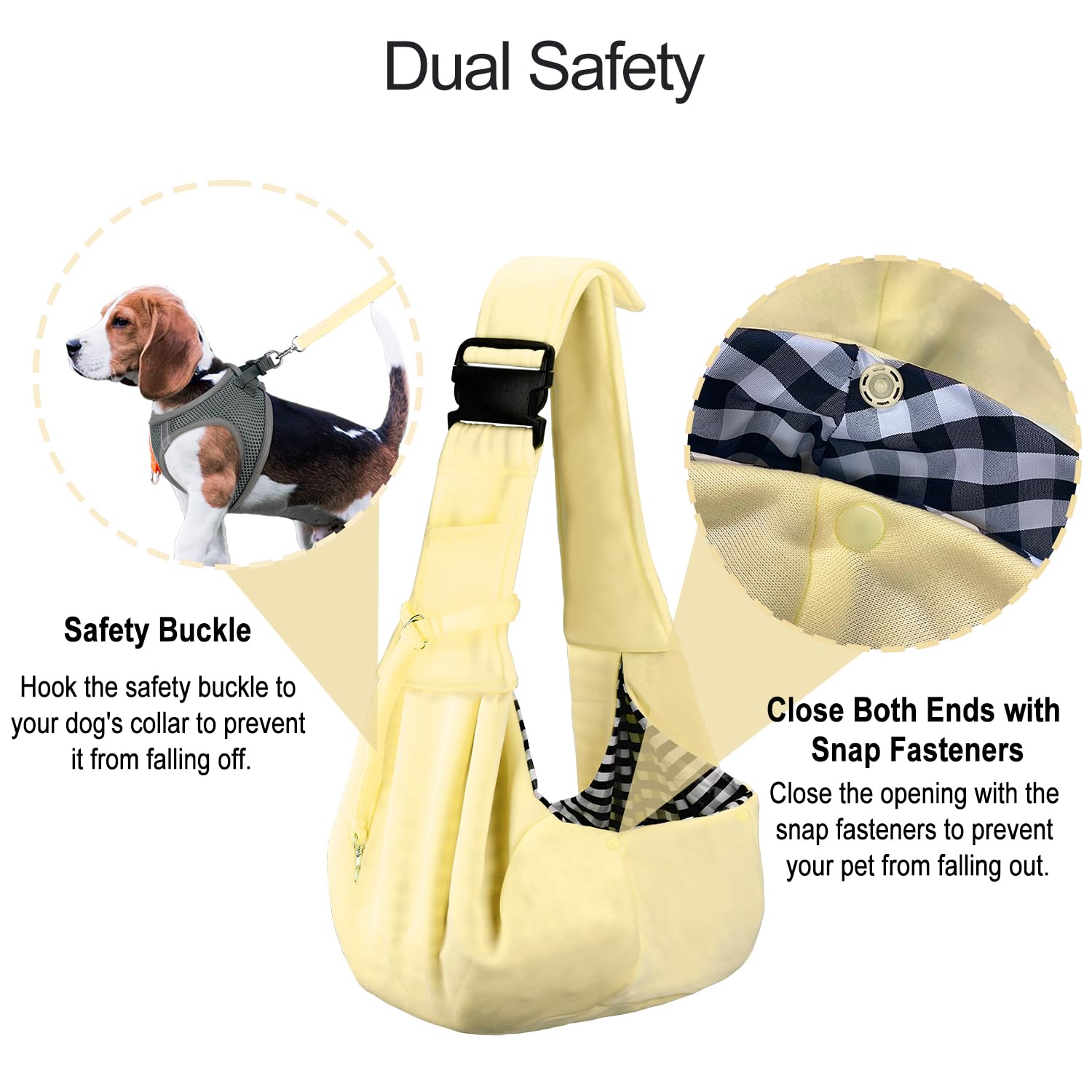 Petloft Reversible Dog Cat Sling Carrier, Small Dog Carrier, Adjustable Dog Sling, Hands Free Cross Body Carrier With Collar Hoo