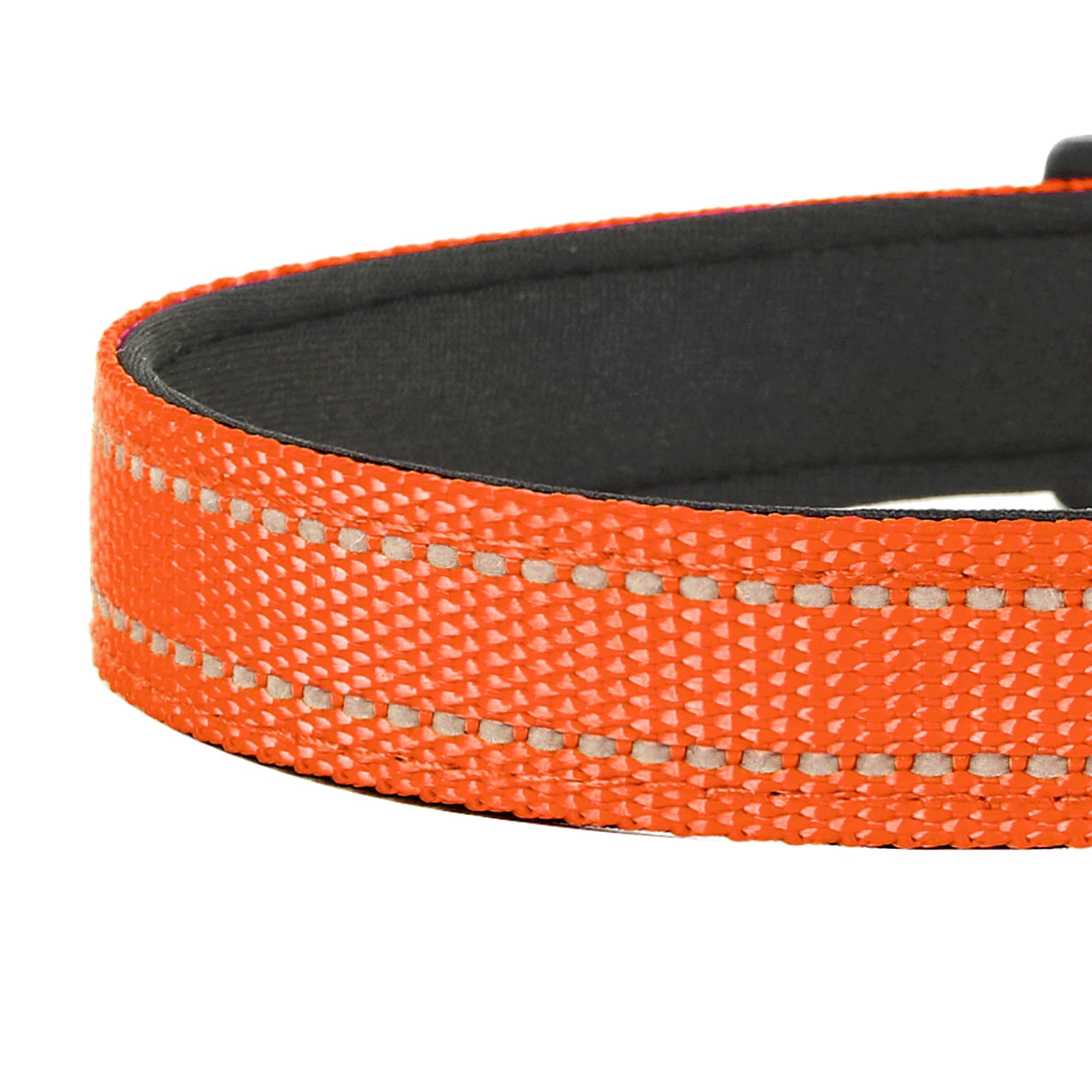Pwod Reflective Dog Collar, Adjustable Soft Neoprene Padded Nylon Pet Collars With Buckle For Puppy And Small Dogs, Cats, Orange