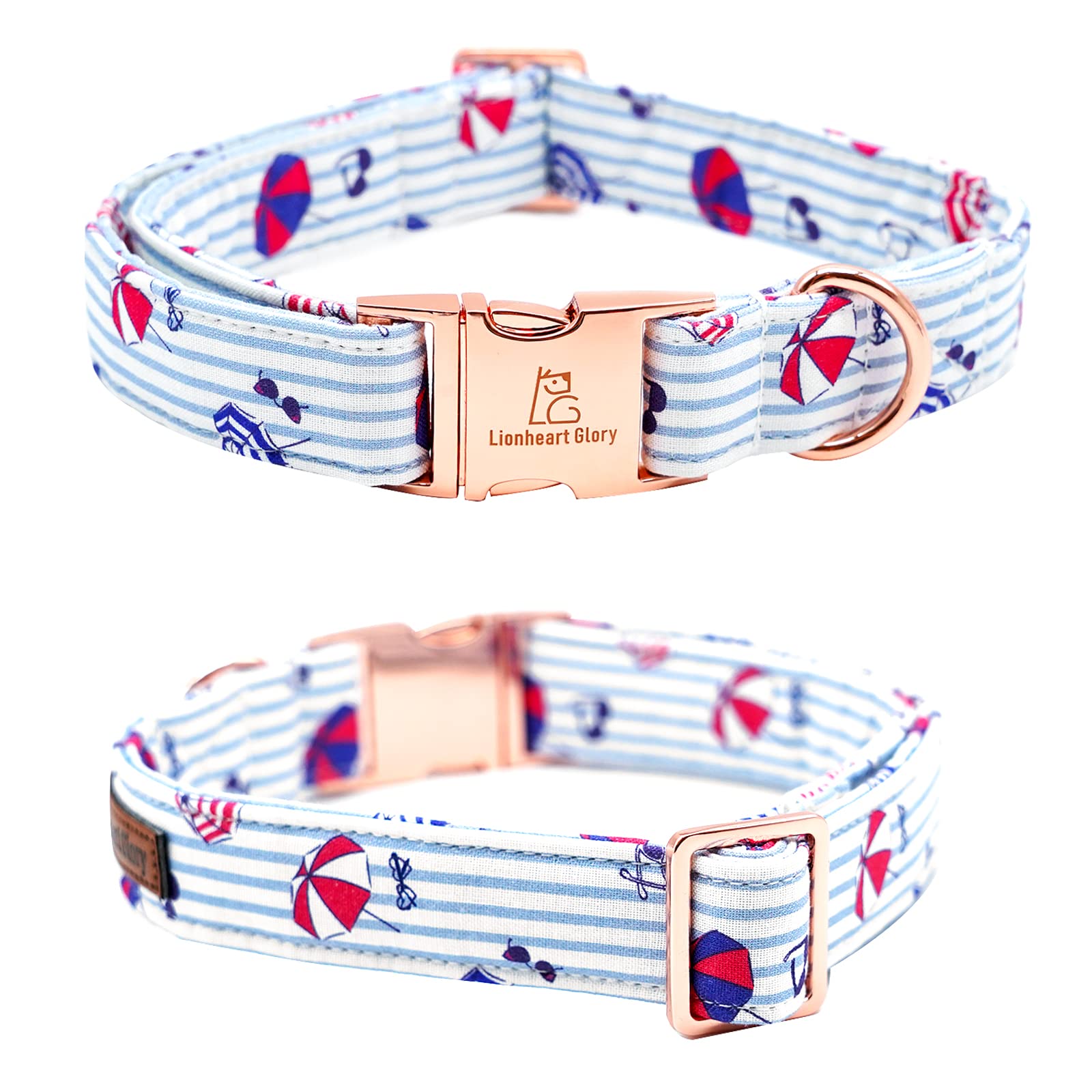 Lionheart Glory Dog Collar, Dog Collar With Bow, Summer Stripe Boy Dog Bowtie Collar Cute Pet Collar Gift For X-Large Dog