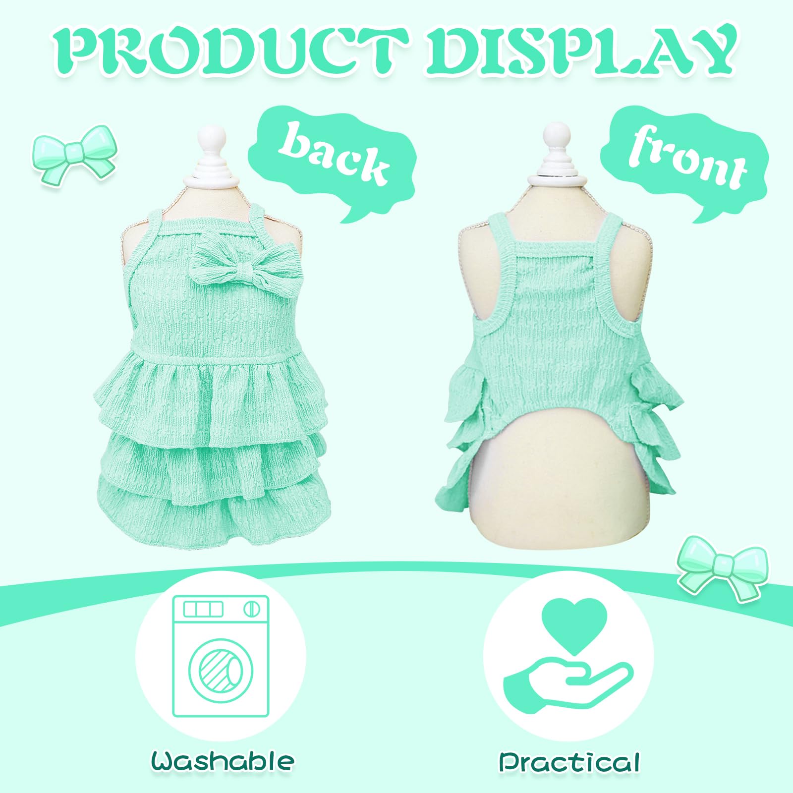 Yaopelky Cat Dress Dog Clothes For Small Medium Dogs Girl Tiered Layer Cake Puppy Dresses With Bow Cute Dog Girls Summer Clothe