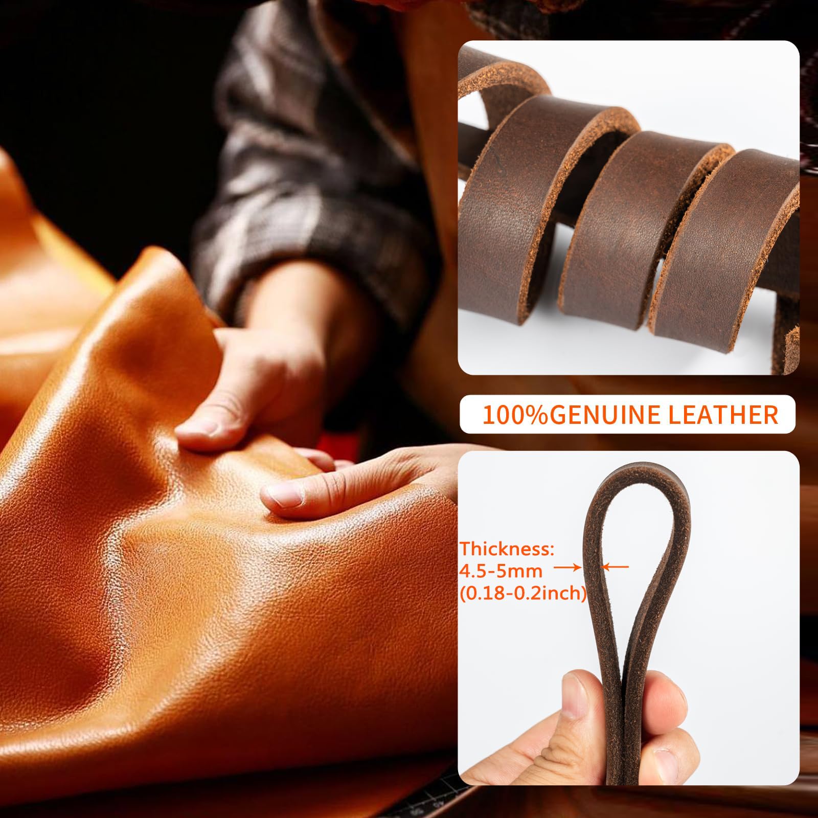 Guiding Star Leather Dog Leash 4Ft, Dog Leashes For Large Dogs Heavy Duty, Soft Handmade Leather Training Leash For Small Medium