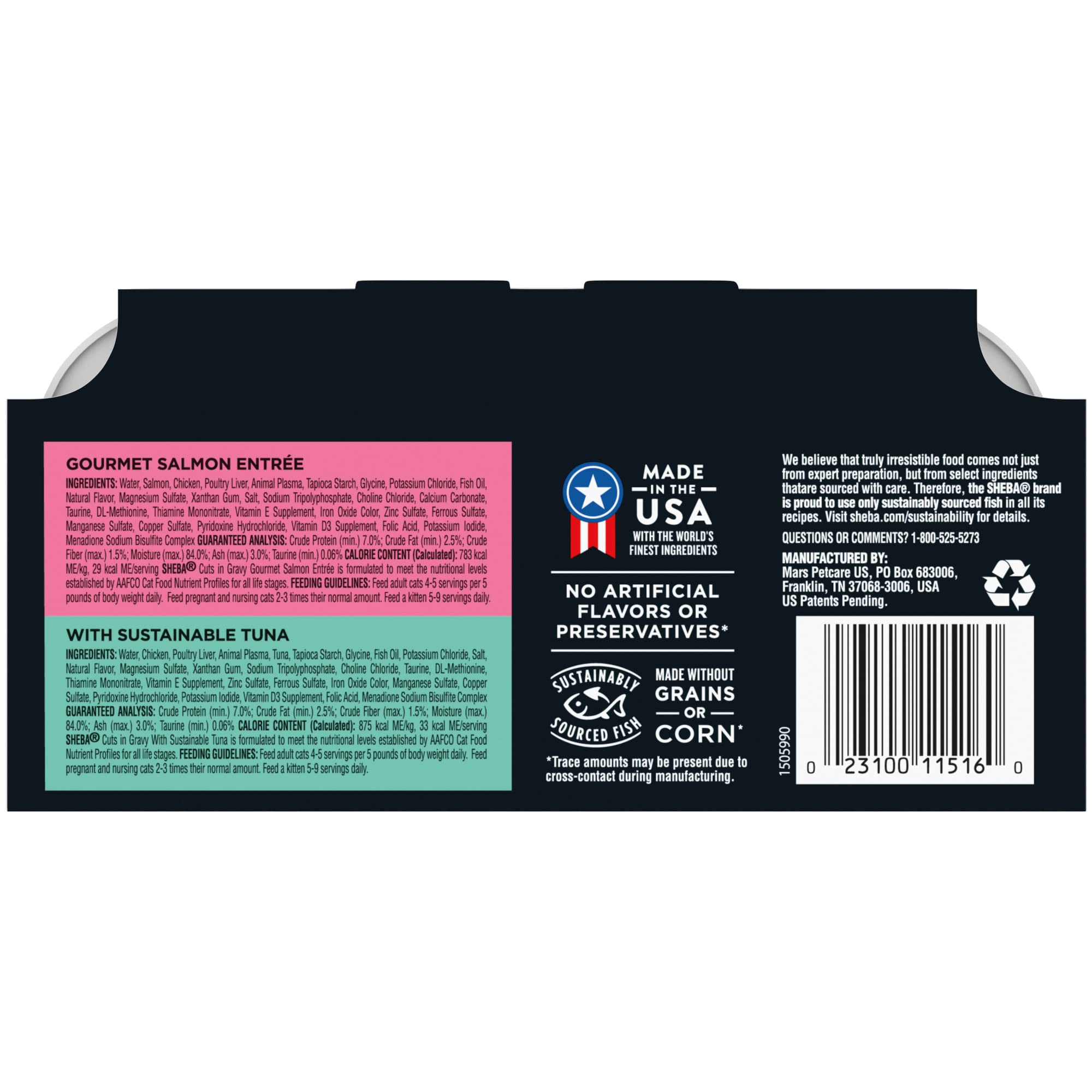 Sheba Perfect Portions Cuts in Gravy Multipack Salmon & Tuna Wet Cat Food, 2.64 oz., 12 Twin Packs