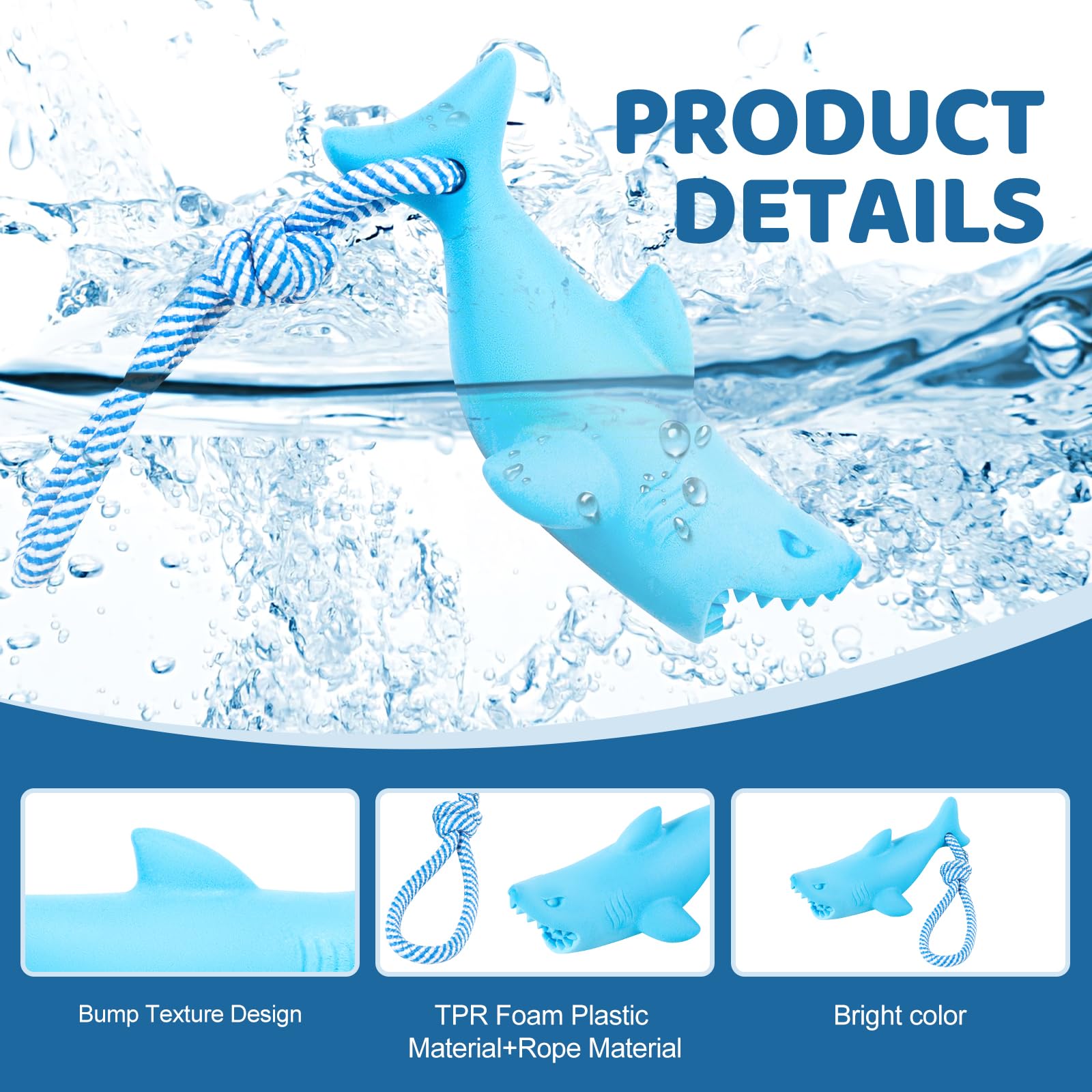 Coubontail Floating Dog Chew Toy For Aggressive Chewers, Pool With Rope For Interactive Fetch & Play, Beach Set (Shark)