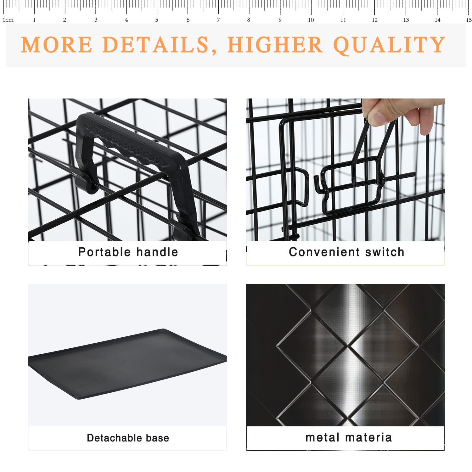 Large Dog Crate, 42 Inches Double Door Pet Crate Folding Metal Wire Dog Cage Pet Dog Kennel With Divider Panel, Leak-Proof Plast