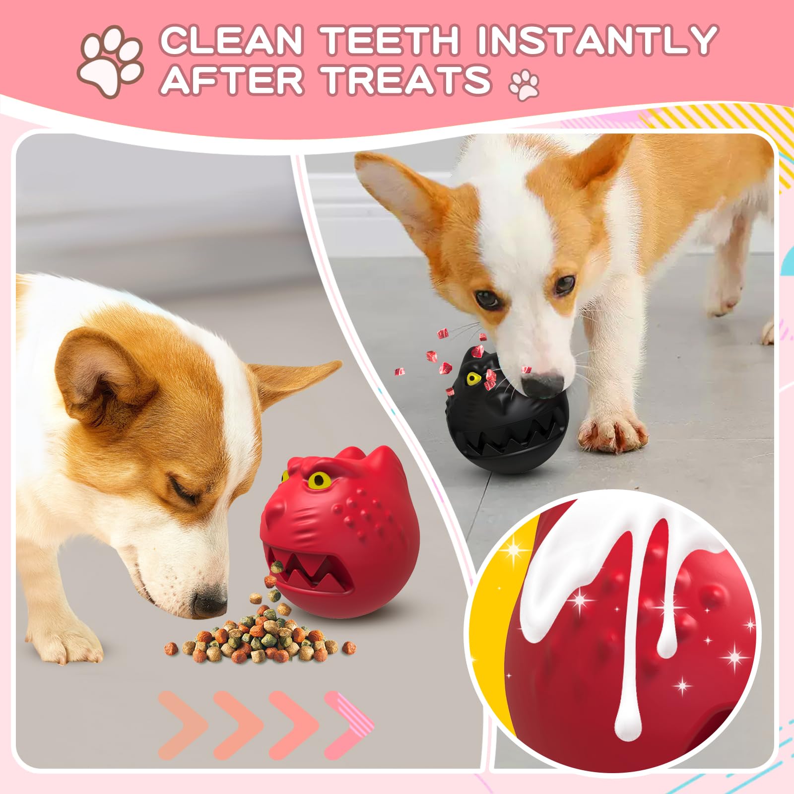Bobosogo Dog Toys For Aggressive Chewers, Squeaky Dog Chew Toys For Large Breed, Tough Indestructible Interactive Chew Toys For Medium Large Dogs (Red)