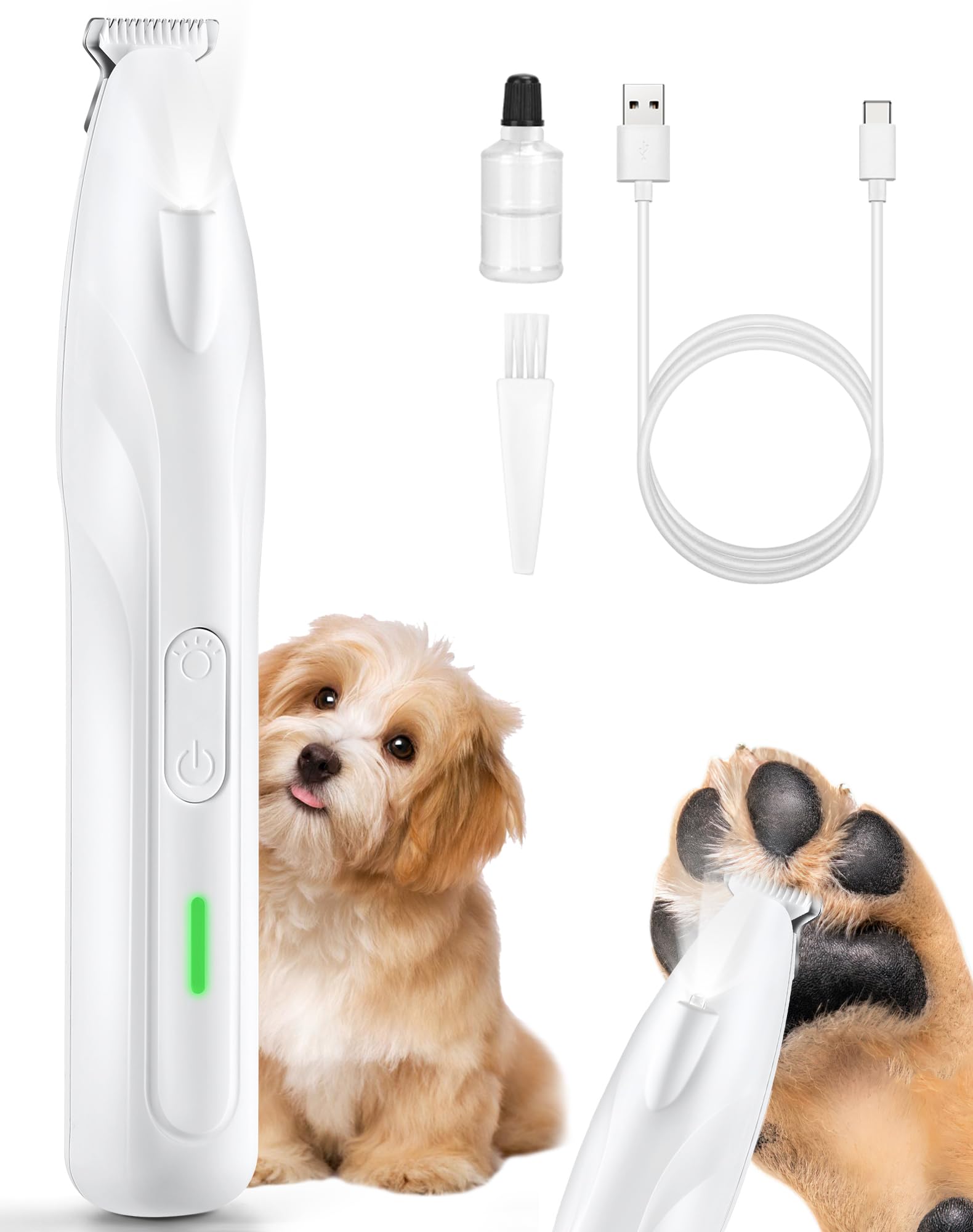 Dodiff Paw Trimmer, 2 Speed Low Noise Dog Clippers For Grooming, Cordless Rechargeable Dog Hair Trimmer With Led Light, Widen Bl