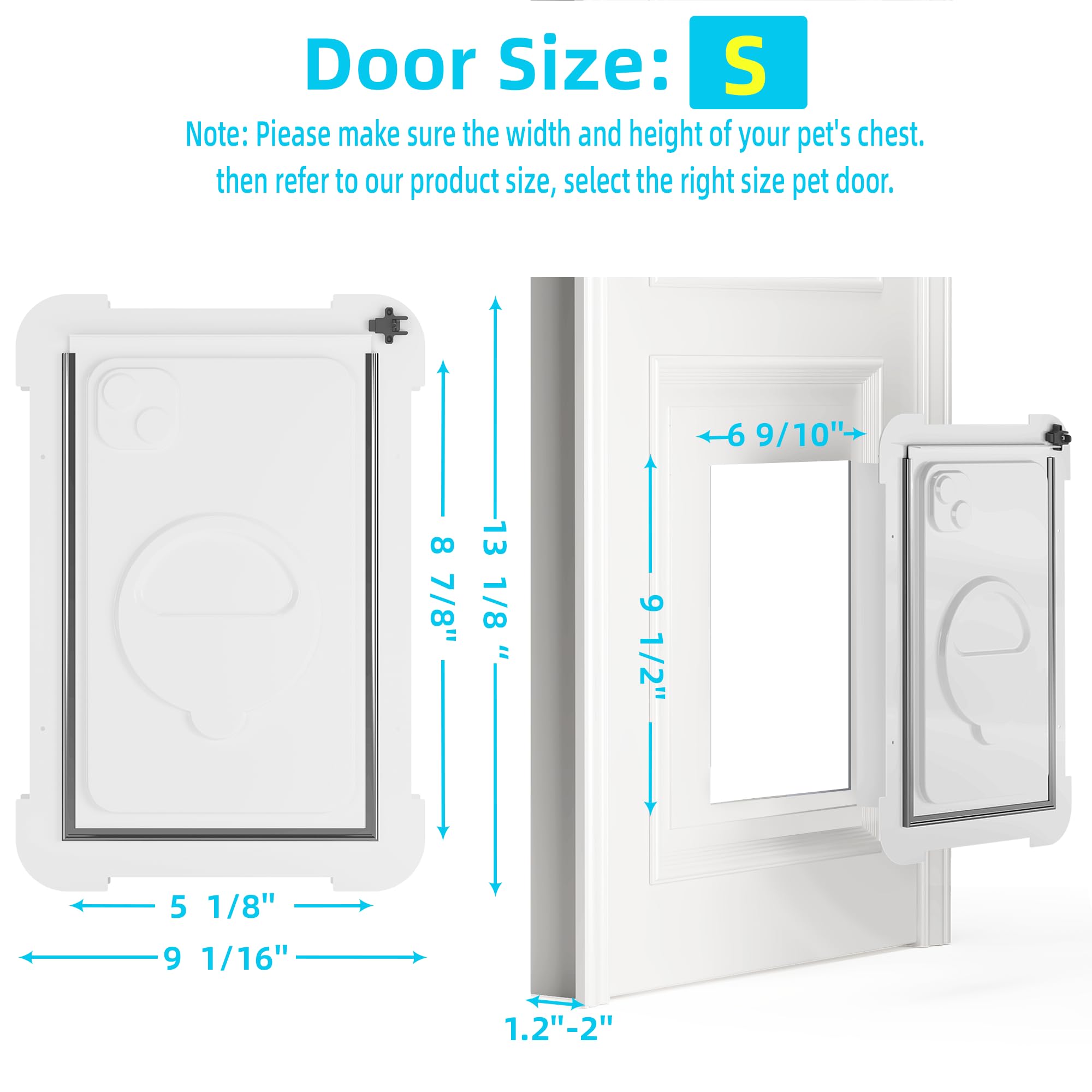 3-Flap Steel Small Dog Door For Exterior Doors With Sliding Lock Panel, Extreme Weather Pet Door, Insulated Doggy Door, Telescop