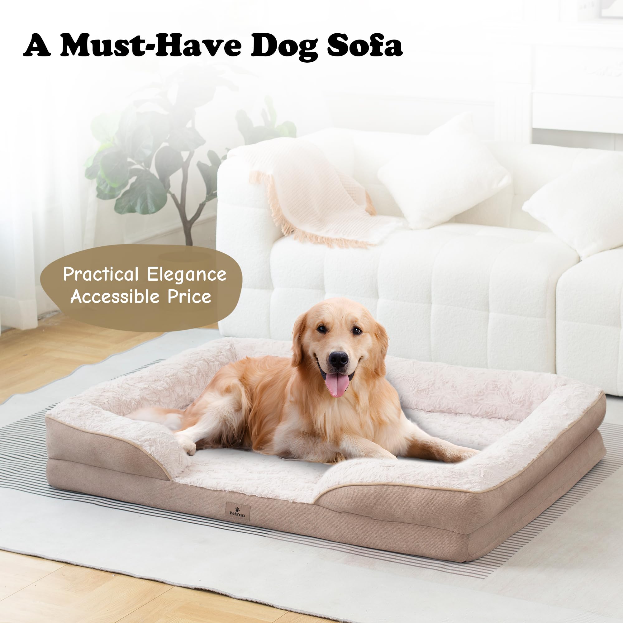 Petfun Xxl Orthopedic Dog Bed - Washable Dog Sofa Beds For Giant Dogs, Supportive Foam Pet Couch Bed With Removable Washable Cov