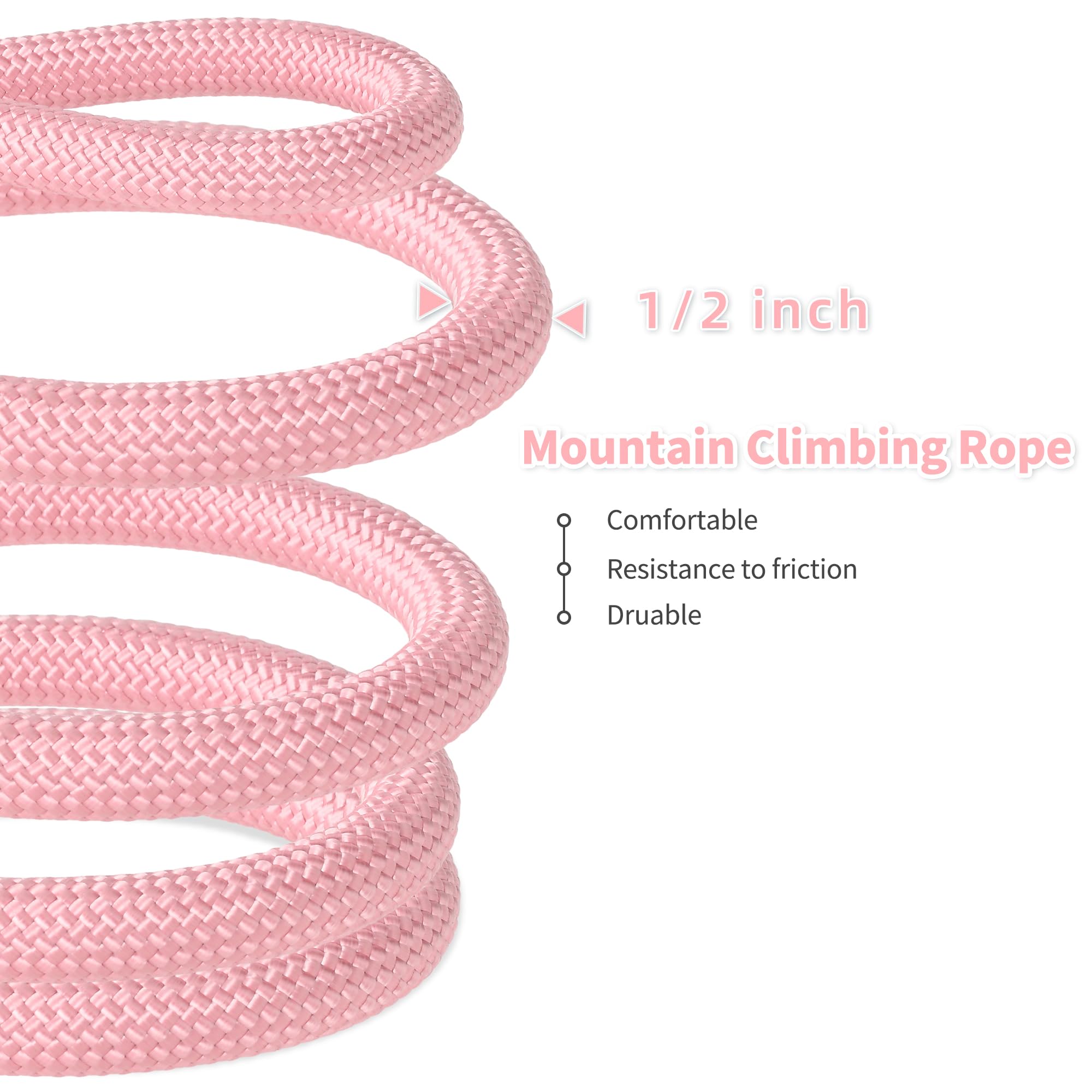 Mile High Life Dog Leash, With Comfortable Padded Handle, Pink Nylon Rope Leash With Steel Tips, Heavy Duty 5 Feet Pet Leashes (