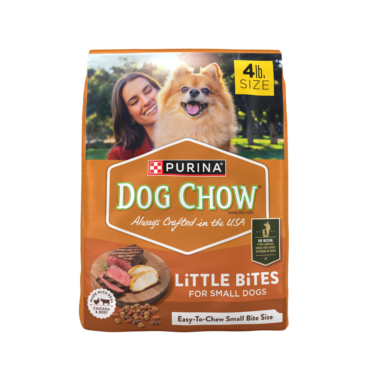 Purina Dog Chow Little Bites With Real Chicken And Beef Small Breed Dry Dog Food - (Pack Of 4) 4 Lb. Bags