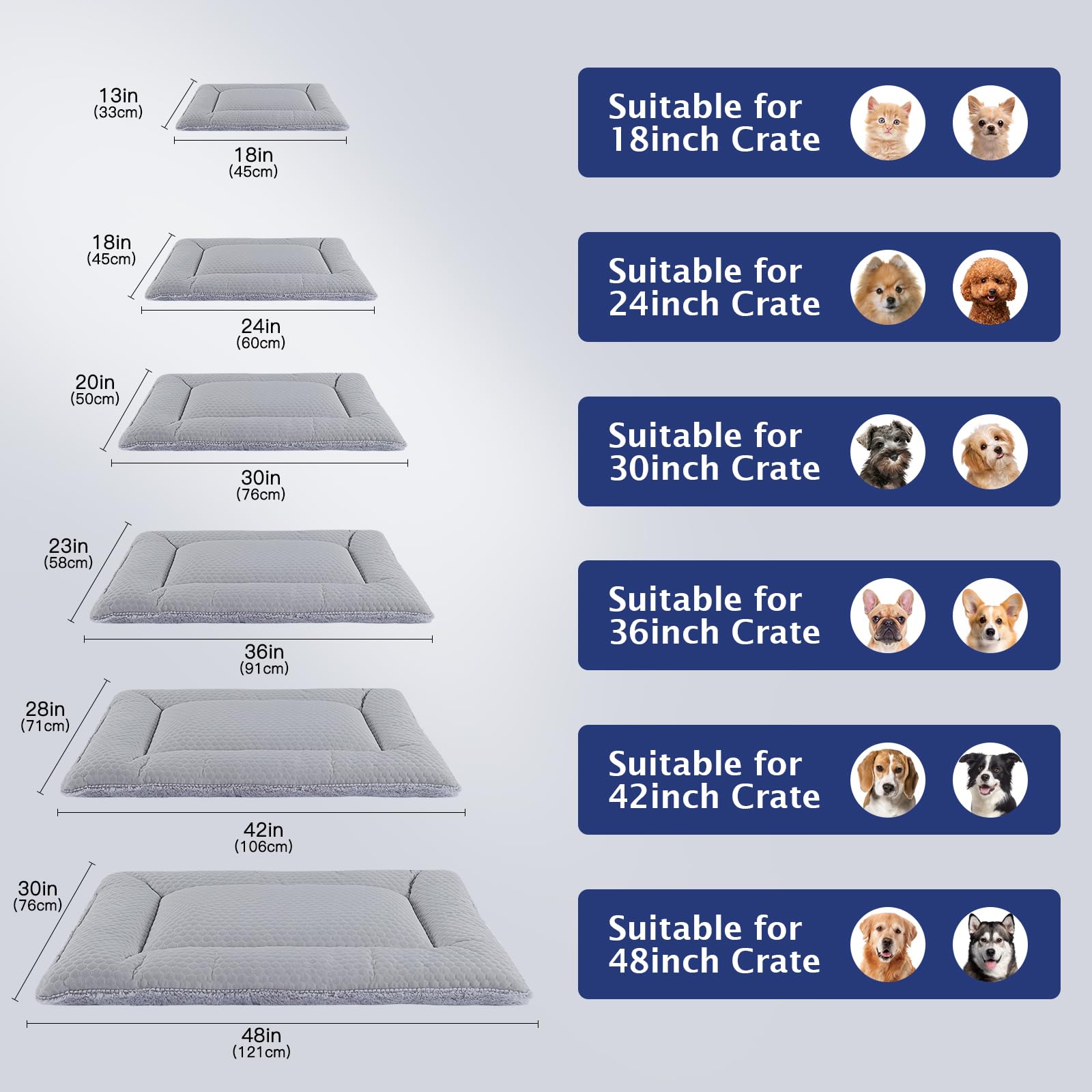 Vetasac Dog Bed Mat, Crate Pad Reversible,Soft Kennel Pad, Washable Dog Crate Mat (Cool And Warm),Pet Sleeping Mattress For Smal