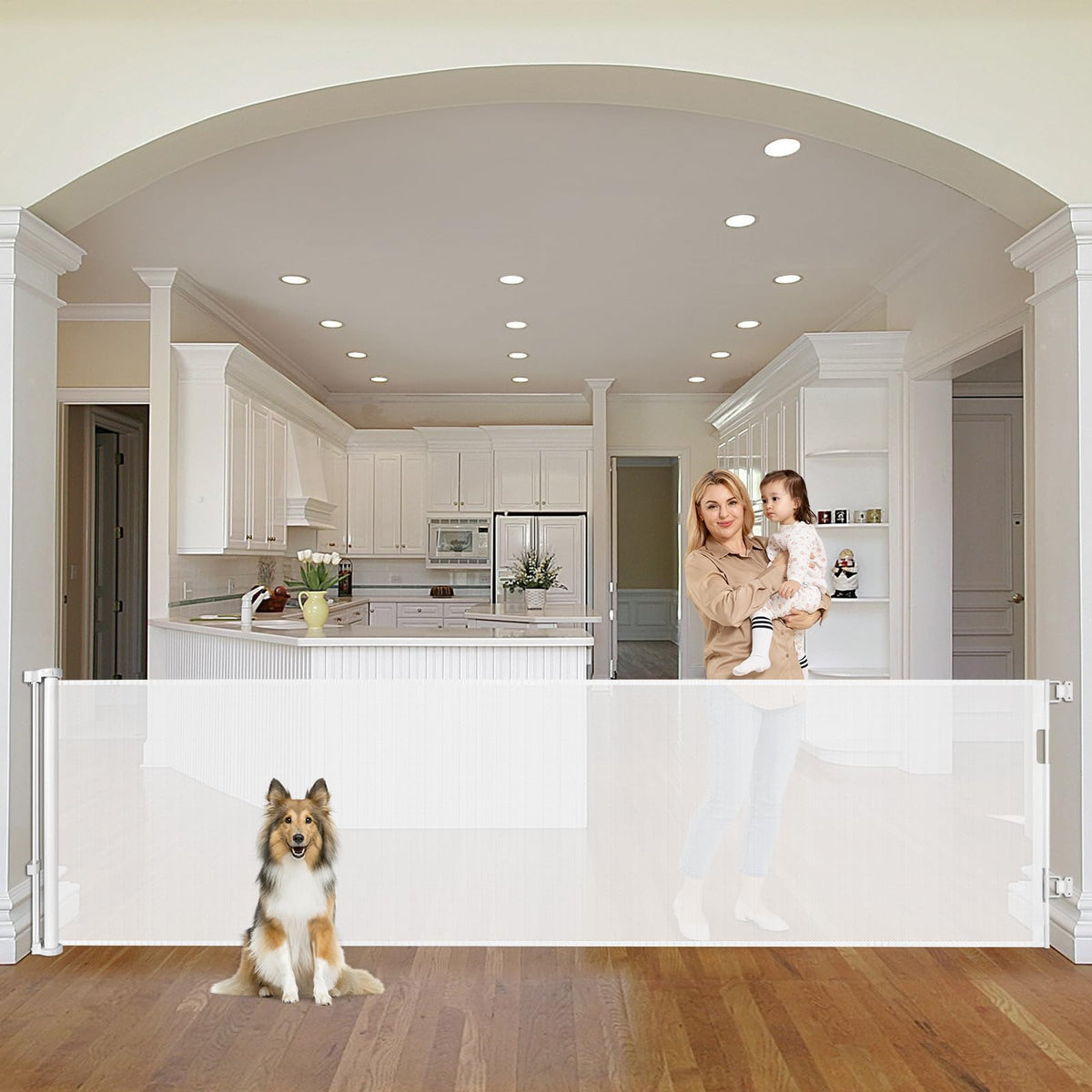 90 Inch Retractable Baby Gates Extra Wide Dog Gates for Dogs Indoor Outdoor Extra Long Baby Gates for Large Openings Large Baby 