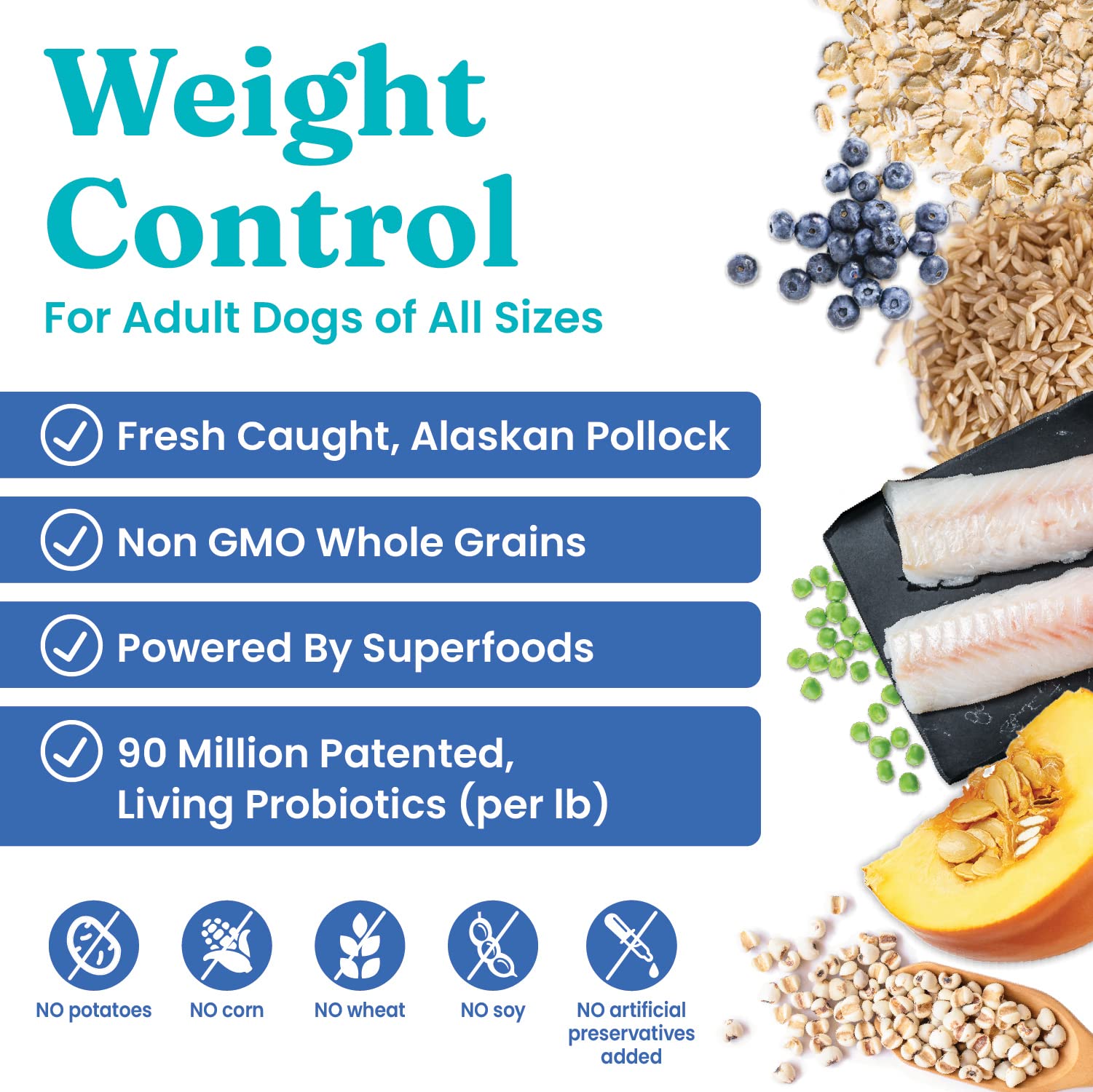 Solid Gold Healthy Weight Management Dry Dog Food for Adult & Senior Dogs - With Pollock, Whole Grain & Probiotics for Gut Healt