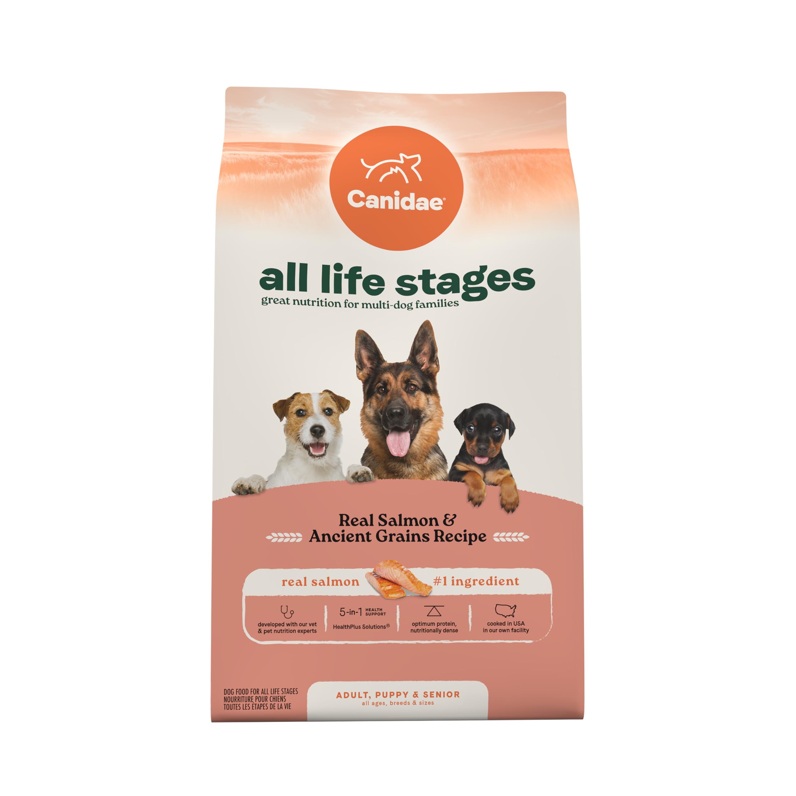 Canidae All Life Stages Real Salmon & Ancient Grains Recipe - High Protein Premium Dry Dog Food for All Ages, Breeds, and Sizes-