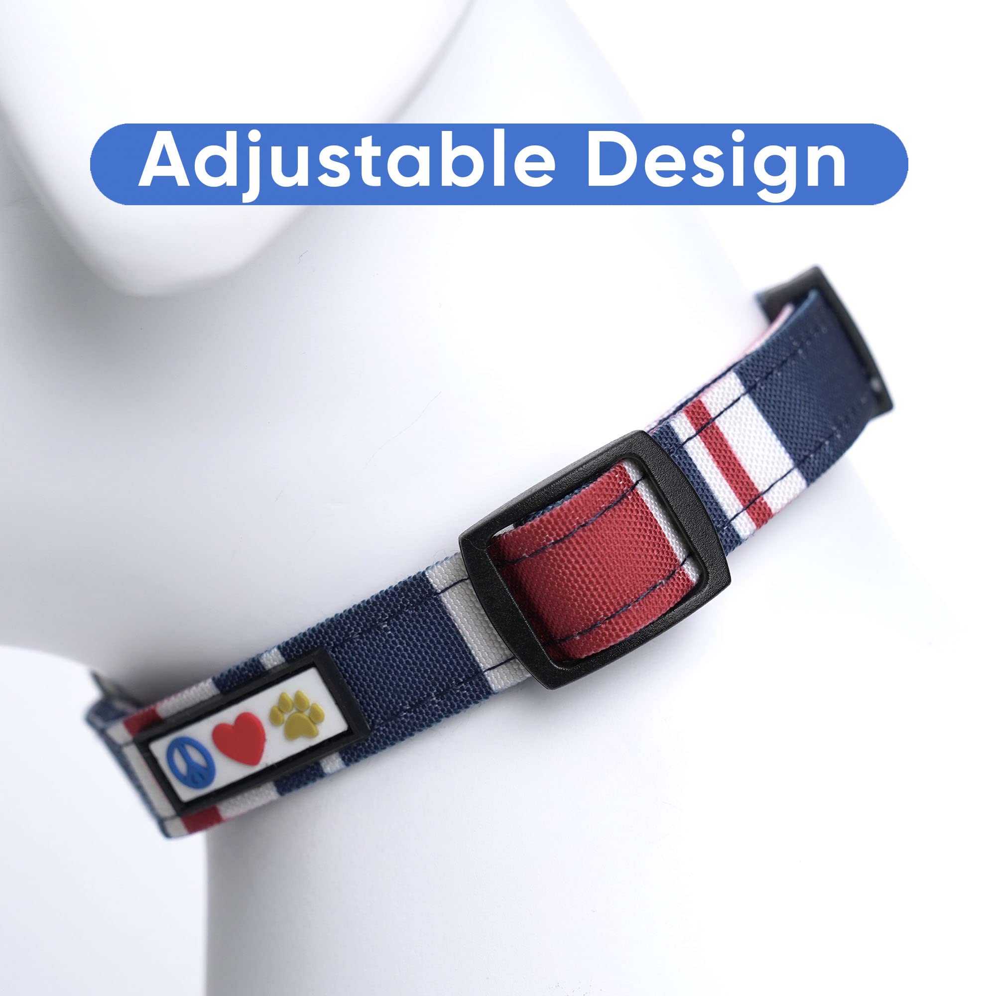 Pawtitas Pet Soft Adjustable Solid Color Nylon Puppy/Dog Collar Can Be Personalized Large Red/White/Blue