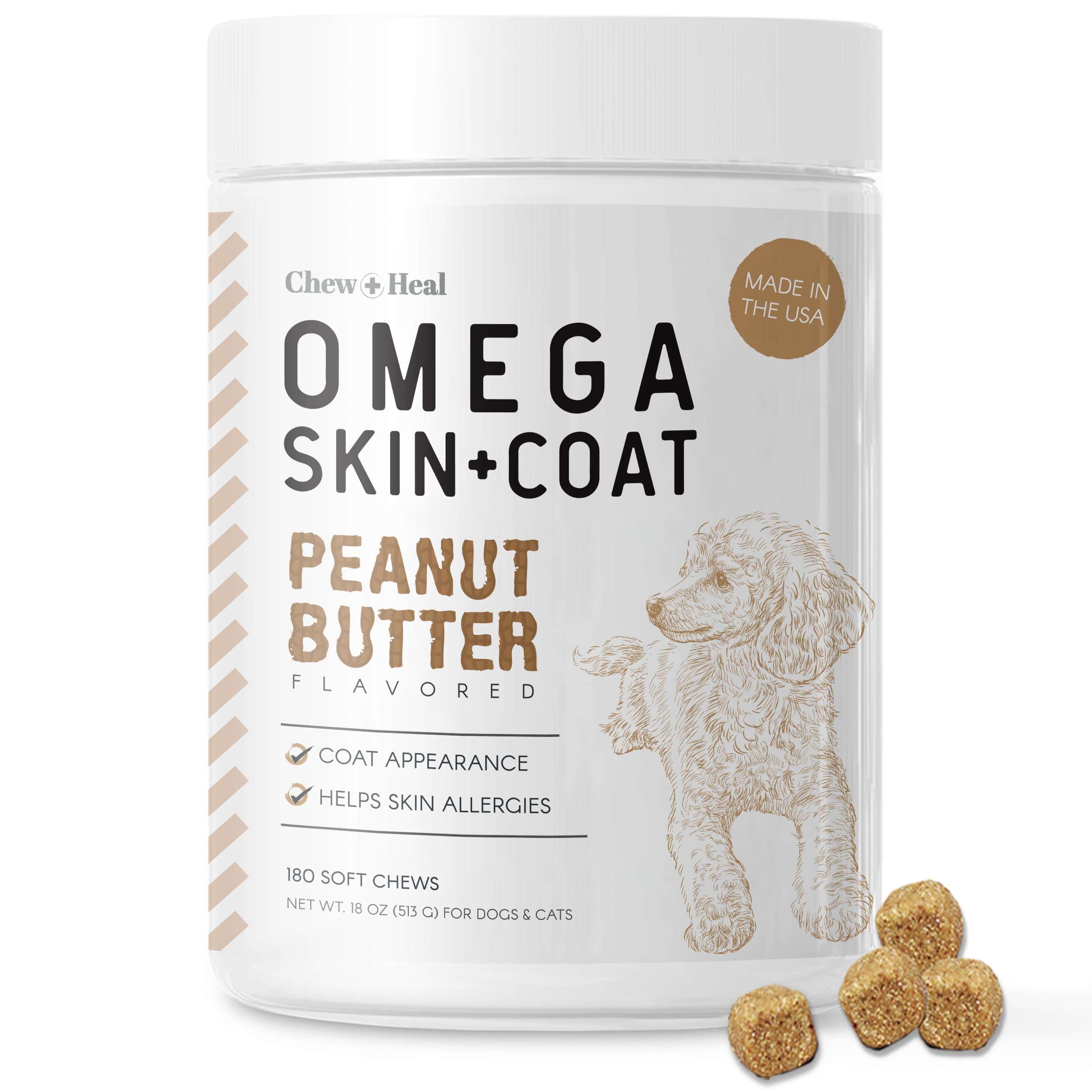 Omega for Dogs - 180 Delicious Soft Chews - Salmon Oil Treats for Skin and Coat, Itch Relief - Fish Oil Blend of Essential Fatty