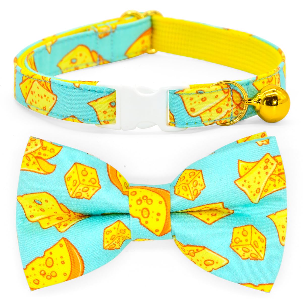 Hot Dog Cat Collar Bow Tie, Blue Cat Collar, Breakaway Safety Collars, Wedding/Birthday Cat Accessories, Adjustable Bowtie, Remo