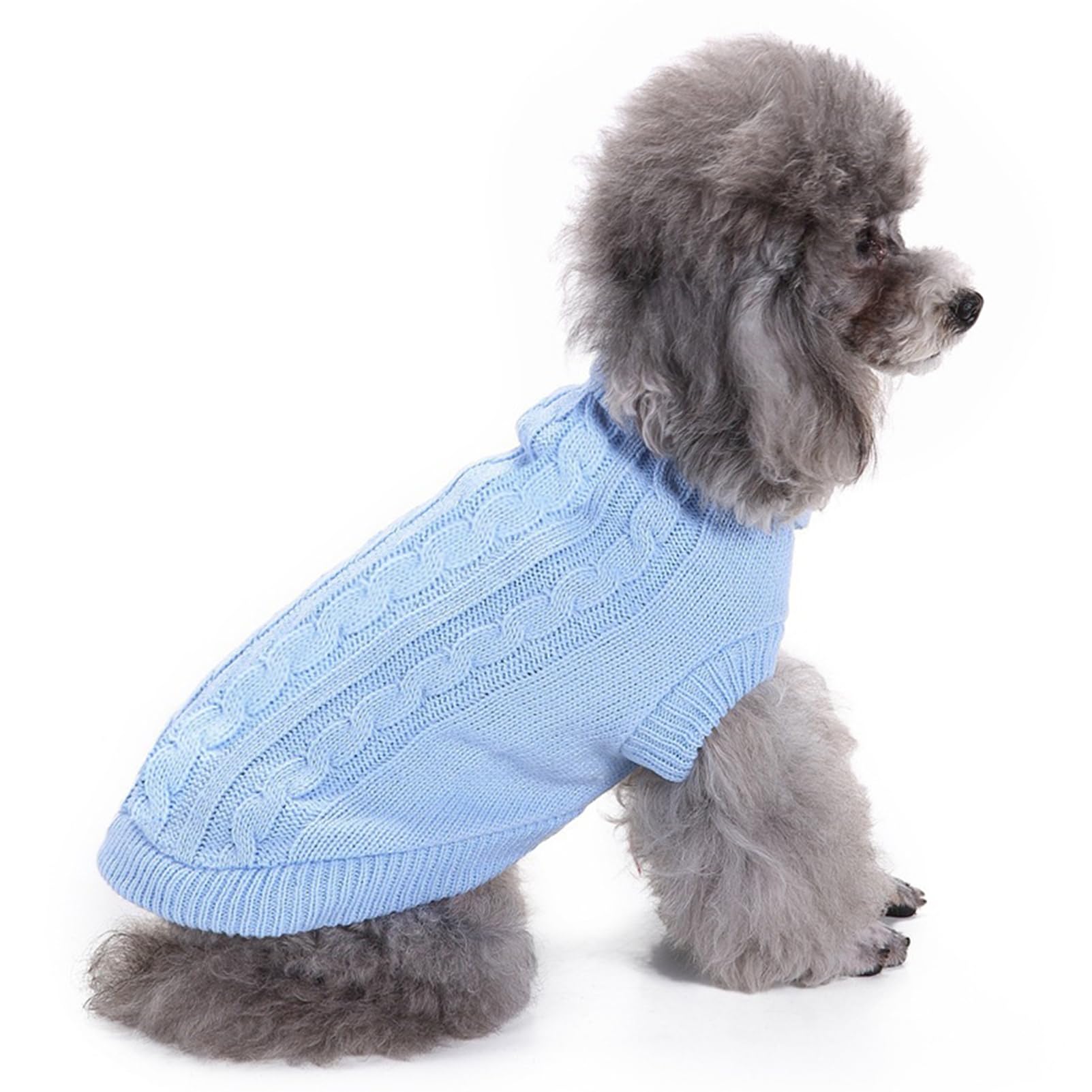 Small Dog Sweaters Knitted Pet Cat Warm Dog Sweatshirt Winter Clothes Kitten Puppy Sweater (X-Small,Light Blue)
