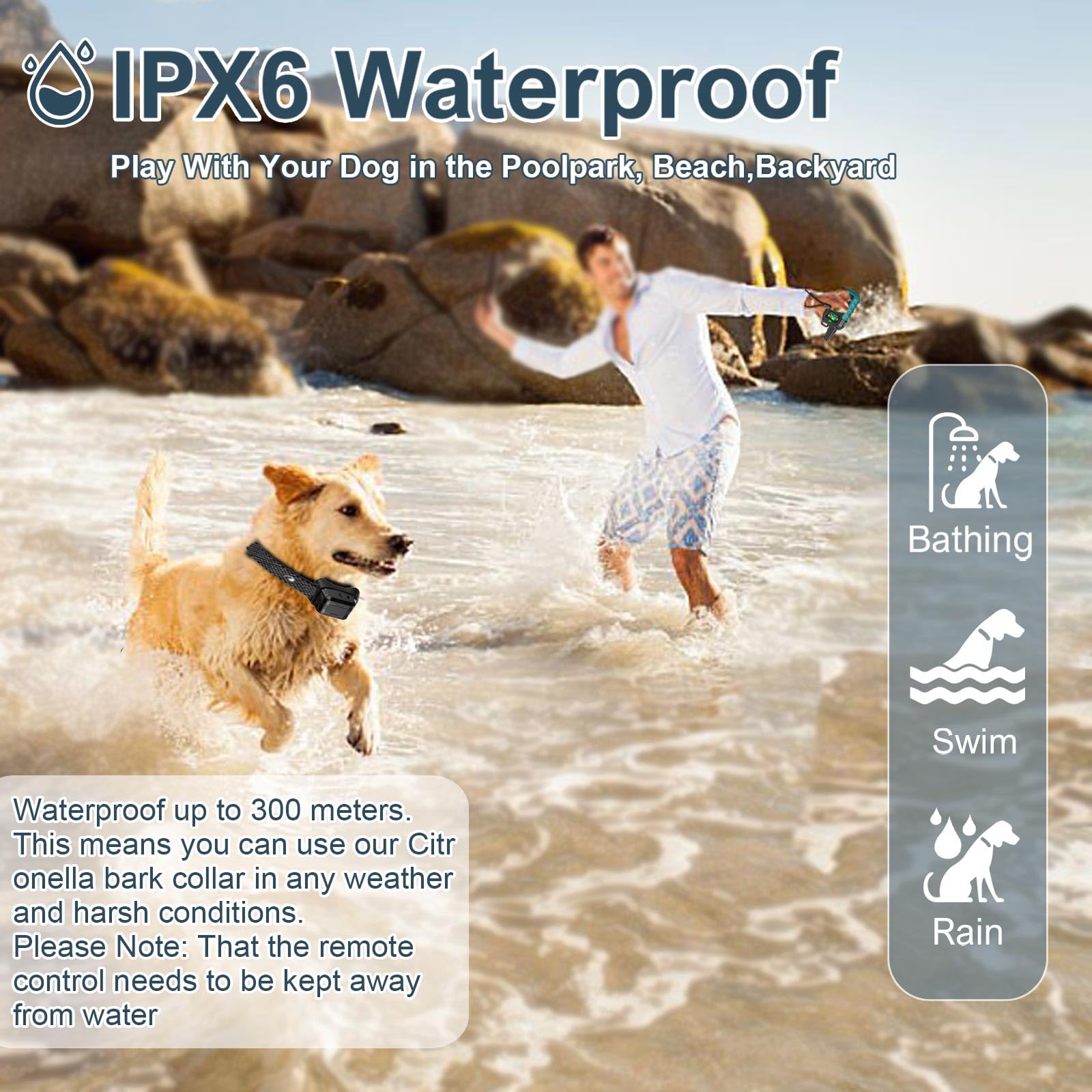 Citronella Training Collar For Dog [No Refill] Spray Dog Training Collar With Beep/Vibration/Spray 4 Mode & 6 Adjustable Sensiti