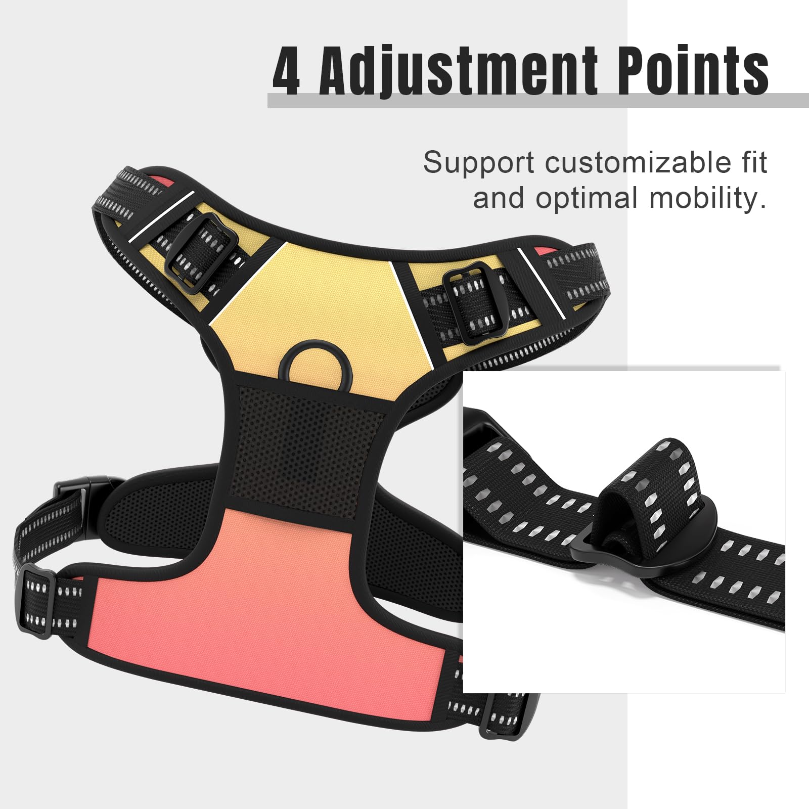 Rnivvi No Pull Dog Harness, Cute Reflective Medium Sized Puppy Harness, Adjustable Soft Padded Vest for Medium Dogs, Heavy Duty