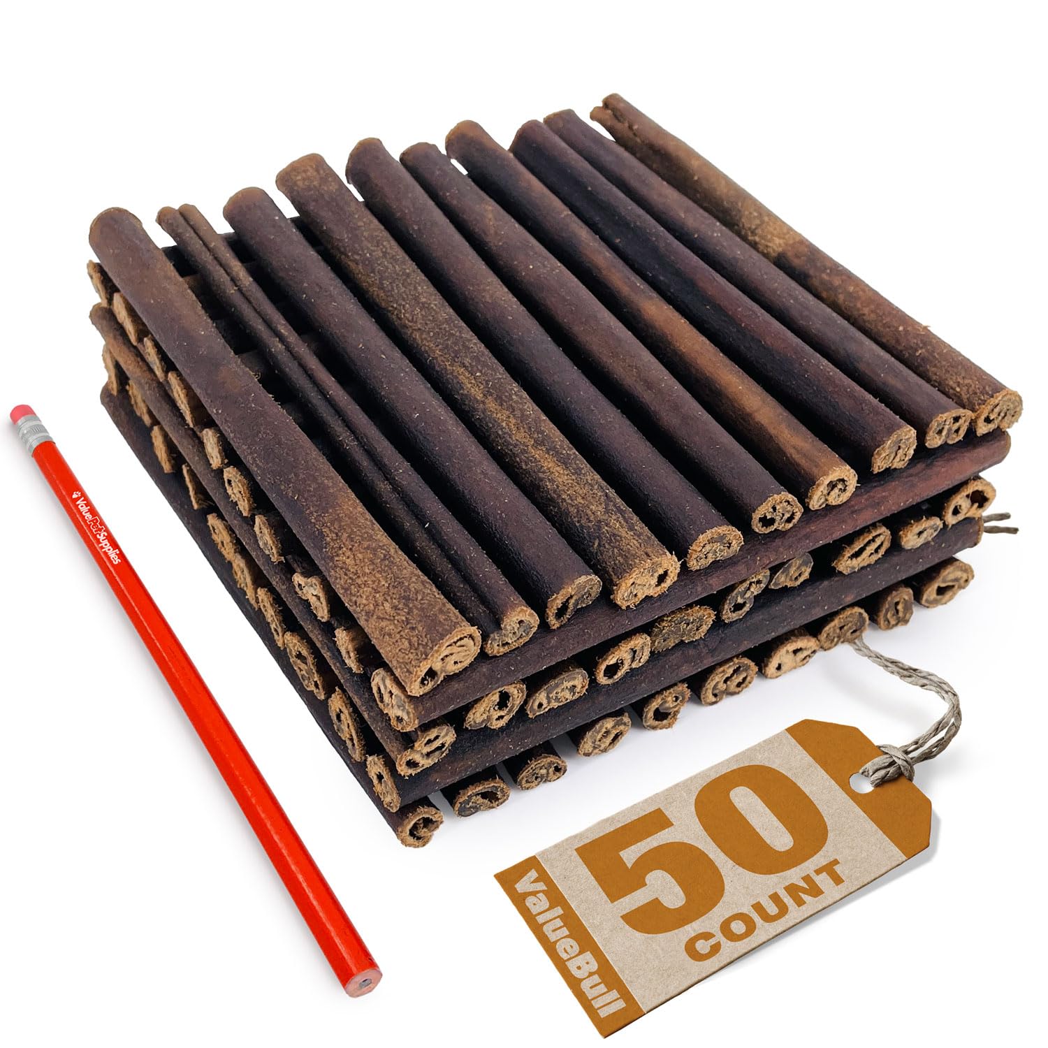 ValueBull Collagen Sticks for Small Dogs, 6 Inch Thin Chews, Natural Dog Treats, 50 Count - Supports Joints, Skin & Coat with Ch