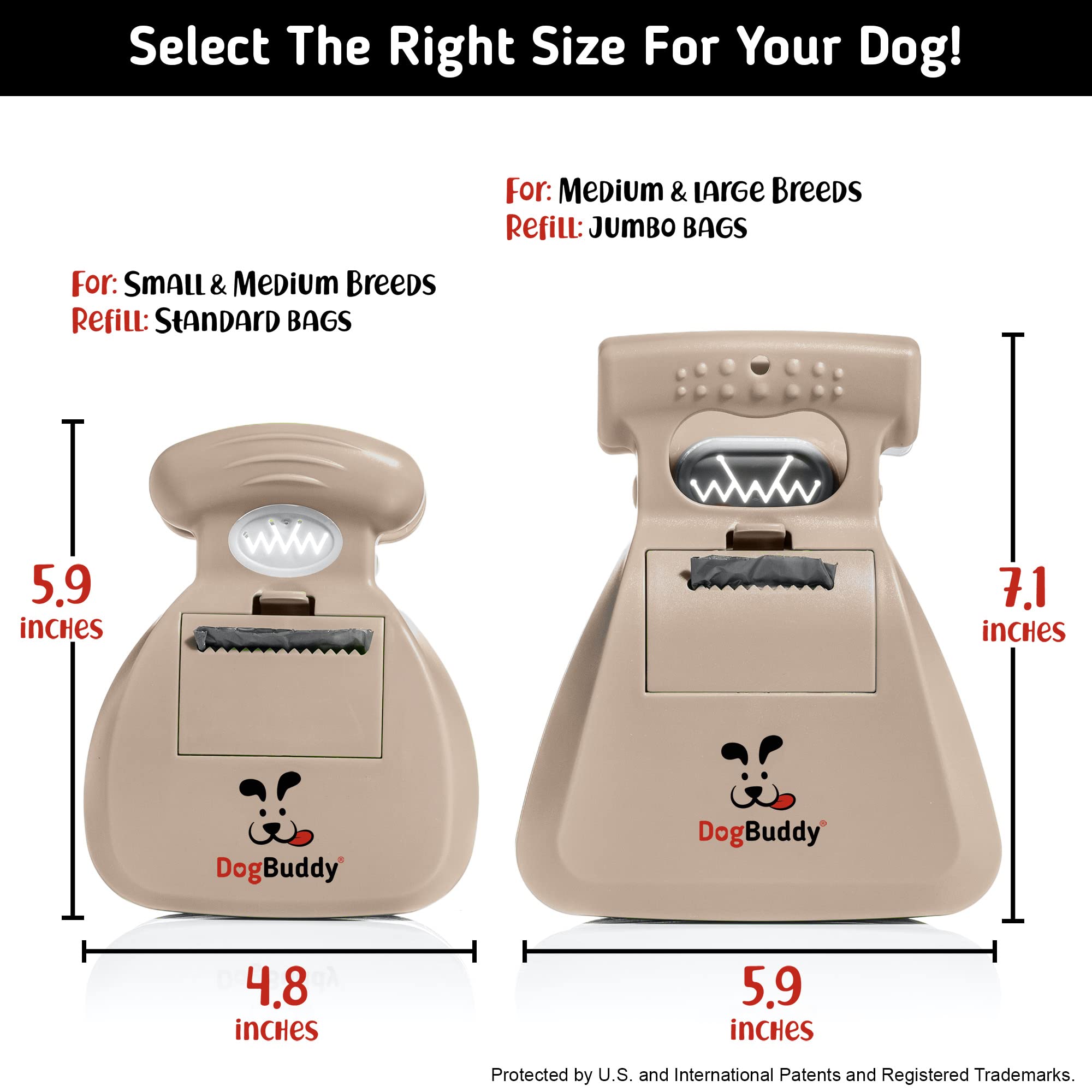 Dogbuddy Pooper Scooper, Portable Dog Pooper Scooper, Poop Scoop For Small And Large Dogs, Pooper Scooper With Bag Attachment, Leash Clip And Dog Poop Bags Included (Medium, Taupe)