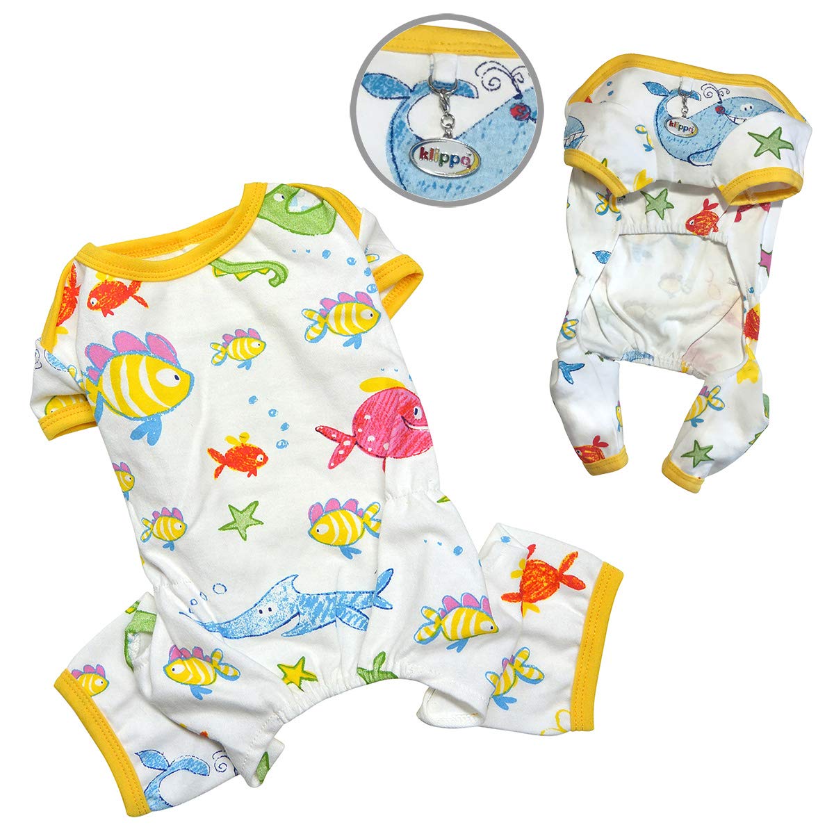Dog/Puppy Ocean Pals Knit Cotton Pajamas/Bodysuit/Loungewear/Pj/Coverall/Jumper/Romper For Small Breeds (X-Small)