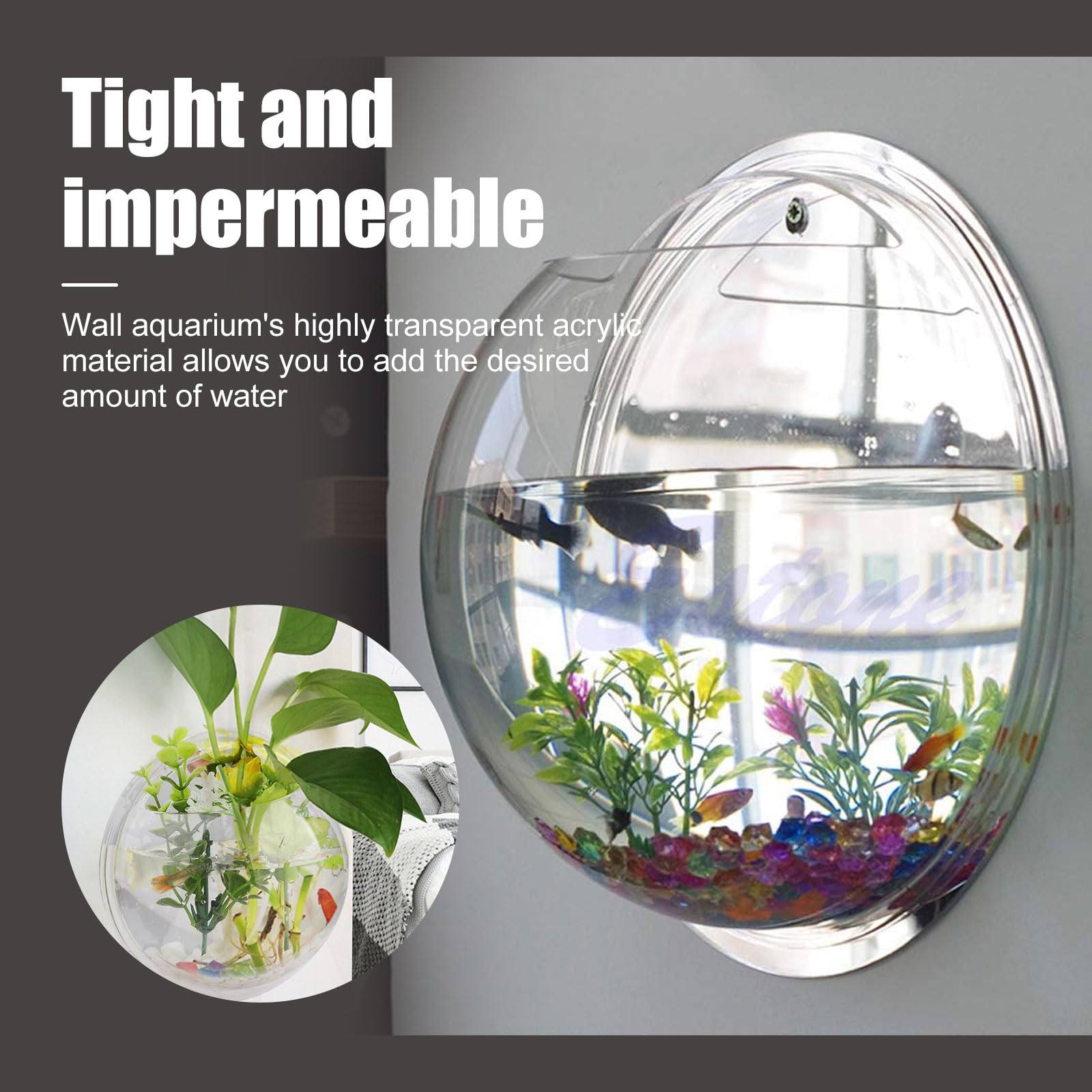 Acjryo 2Pack Wall Hanging Fish Tank,Mounted Fish Bowl Betta Tank Fish Plant Tanks Hanging Fish Bowl Plant Vase Home Decoration Pot