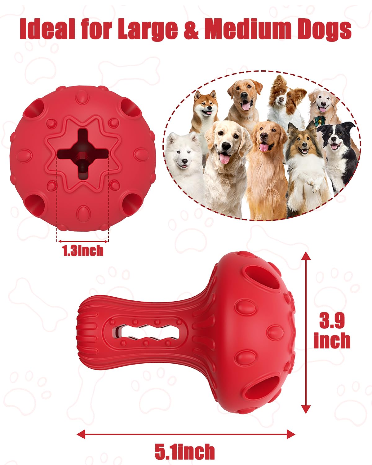 Dog Chew Toys For Aggressive Chewers, Rubber Treat Dispensing Stimulation Toy To Keep Them Busy, Durable Interactive Enrichment