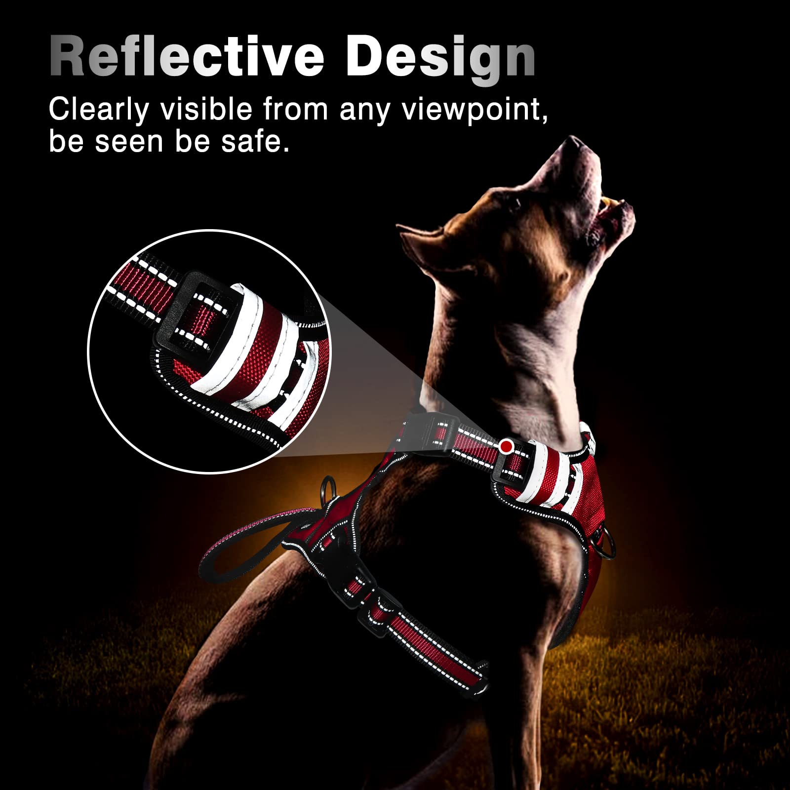 Winsee Service Dog Vest No Pull Dog Harness With 7 Dog Patches, Reflective Pet Harness With Durable Soft Padded Handle For Training Small, Medium, Large, And Extra-Large Dogs (X-Large, Red)