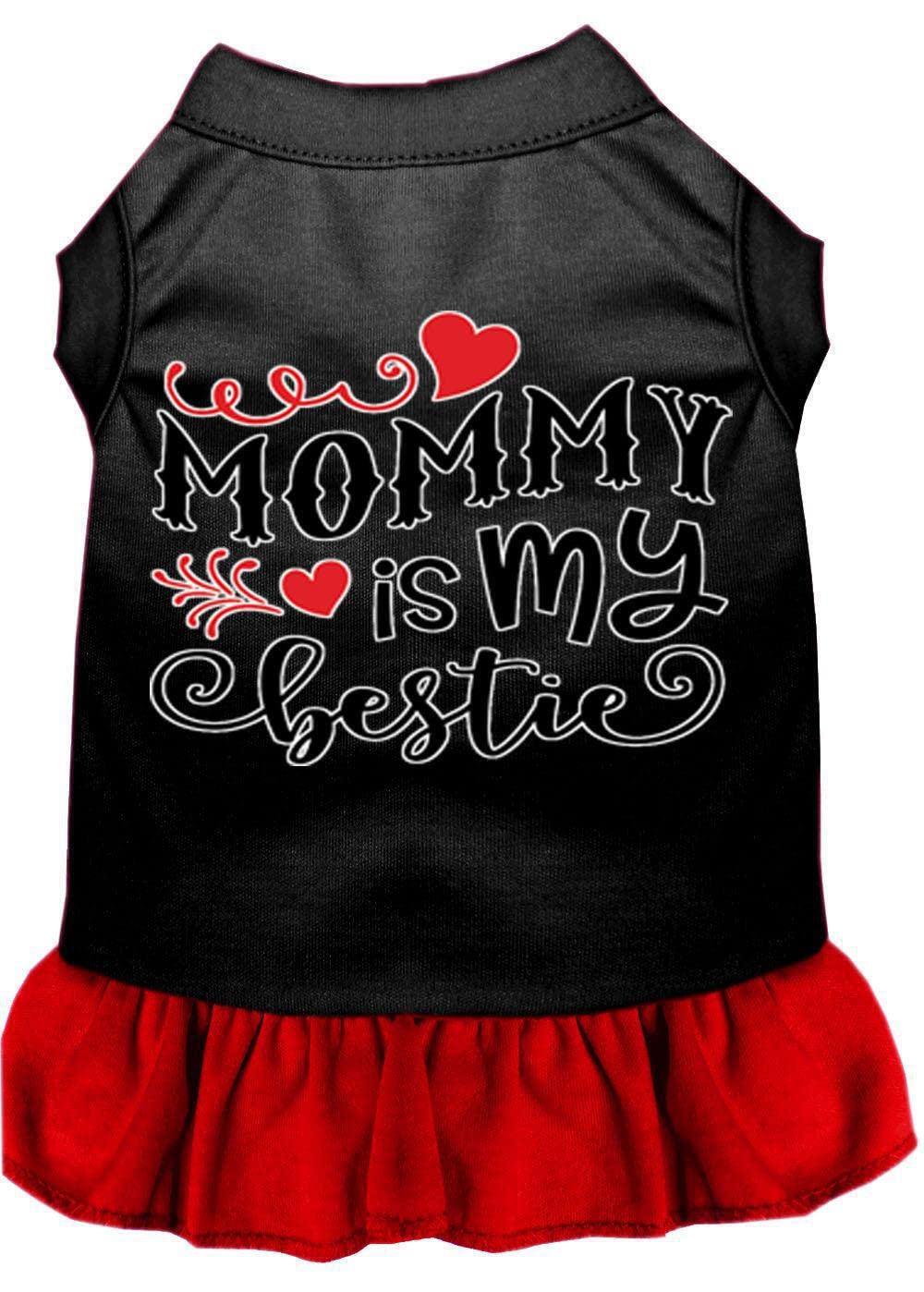 Pet Dog & Cat Dress Screen Printed, "Mommy Is My Bestie" Black 2XL (20-25 lbs.)