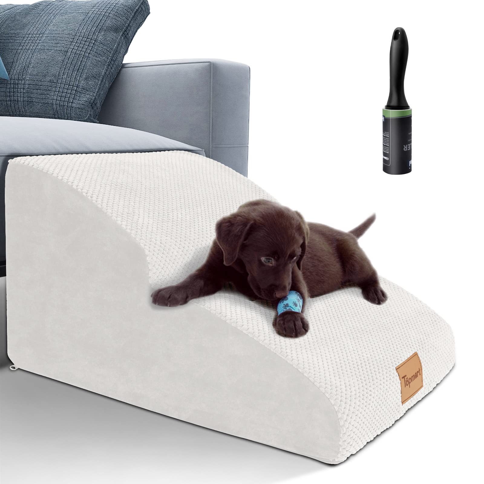 Topmart High Density Extended Foam Dog Ramp&Steps 2 Tiers,11.8 High,Non-Slip Dog Stairs,Soft Foam Dog Ladder with Waterproof Cov