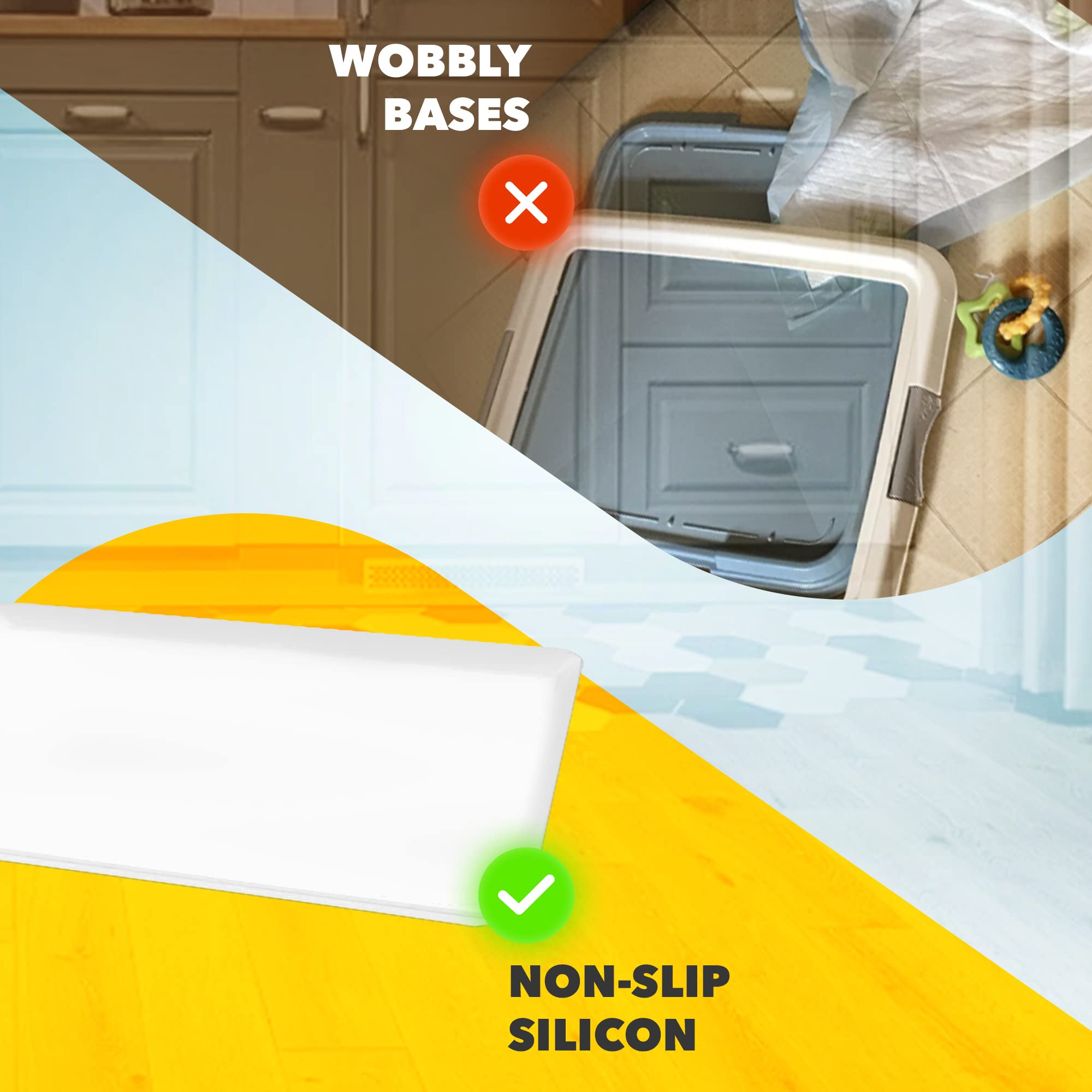 Skywin Dog Puppy Pad Holder Tray For 24 X 24 Inches Training Pads - Silicone Wee Wee Pad Holder, No Spill Pee Pad Holder For Dogs, Easy To Clean And Store (White)