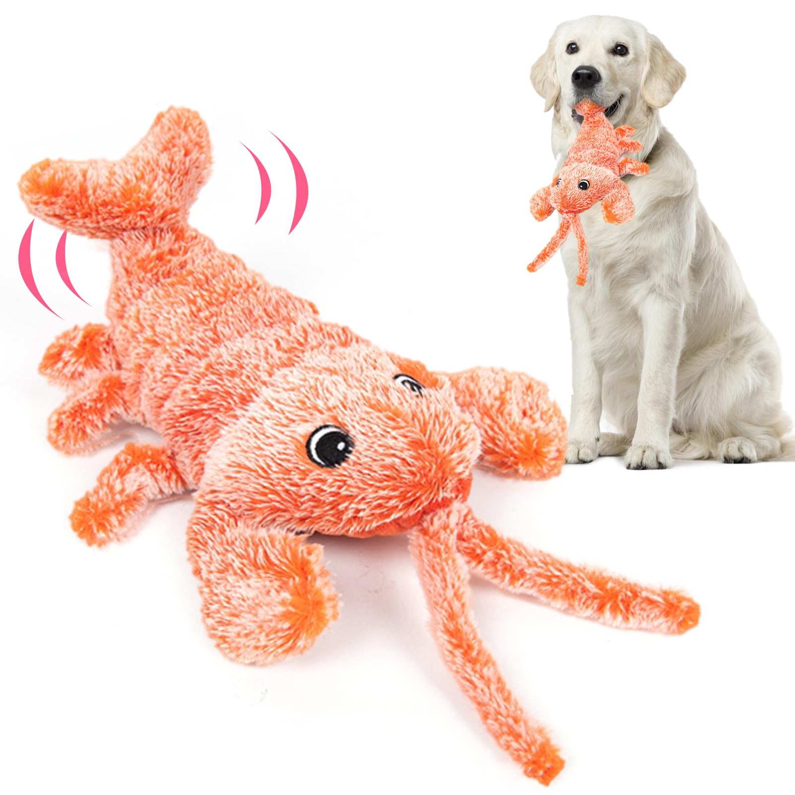 Baborui Dog Toys, Interactive Dog Toys To Keep Them Busy, Wiggly Lobster Dog Toy For Boredom, Rechargeable Moving Dog Chew Toys 