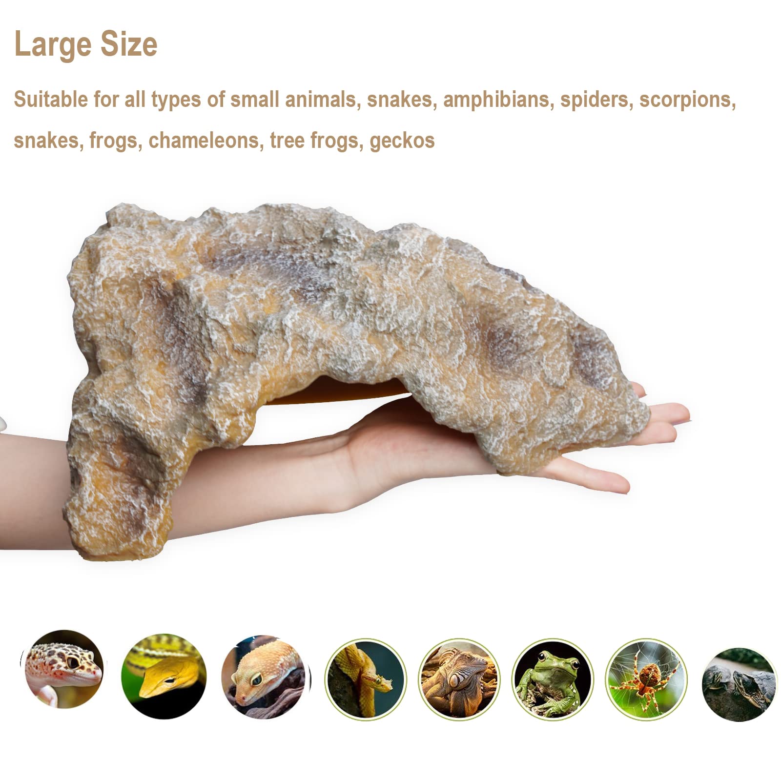 Reptile Hides Large Rock Reptile Cave Hideout Terrarium Habitat Decor Ornament Shelter For Snake Geckos Lizards Bearded Dragon Turtle Frogs Amphibians