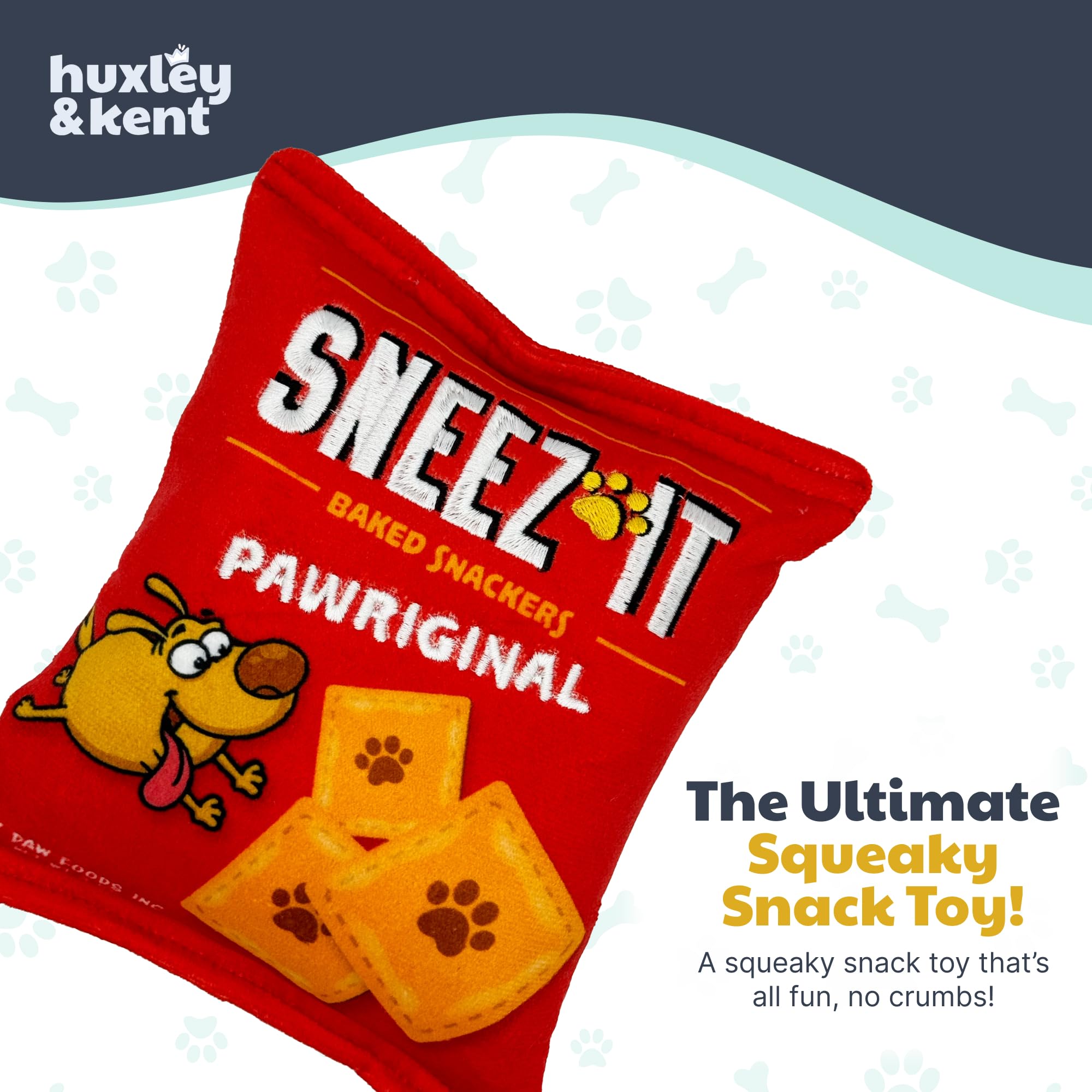 Huxley & Kent For Dogs - Sneez-It (Small) - Snack Attack Power Plush Funny Dog Toy With Squeaker - H&K Squeaky