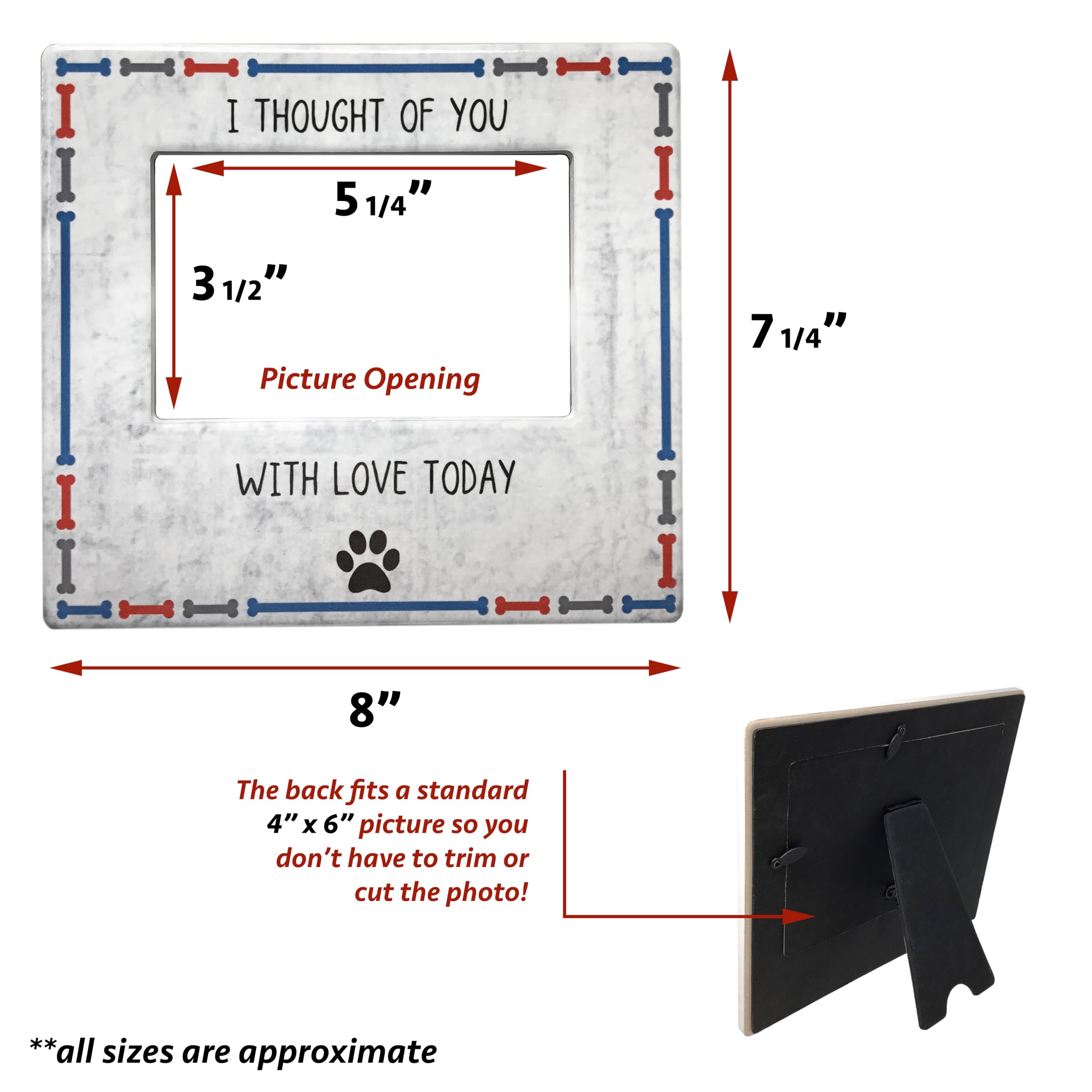 Banberry Designs Pet Memorial Picture Frame - I Thought Of You With Love Today - Dog Memorial Gift For Loss Of A Dog - Tabletop Keepsake Frame - Easel Back - 4'X6'