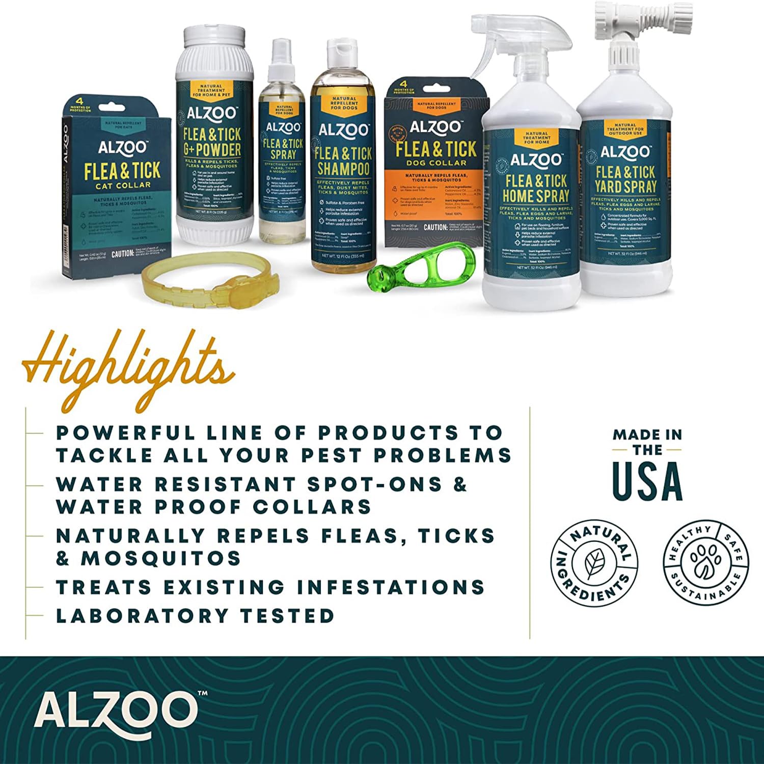 ALZOO Flea & Tick Squeeze-On for Dogs, Helps Repel Fleas, Ticks & Mosquitos, Up to 3-Months Protection, 100% Plant-Based Active
