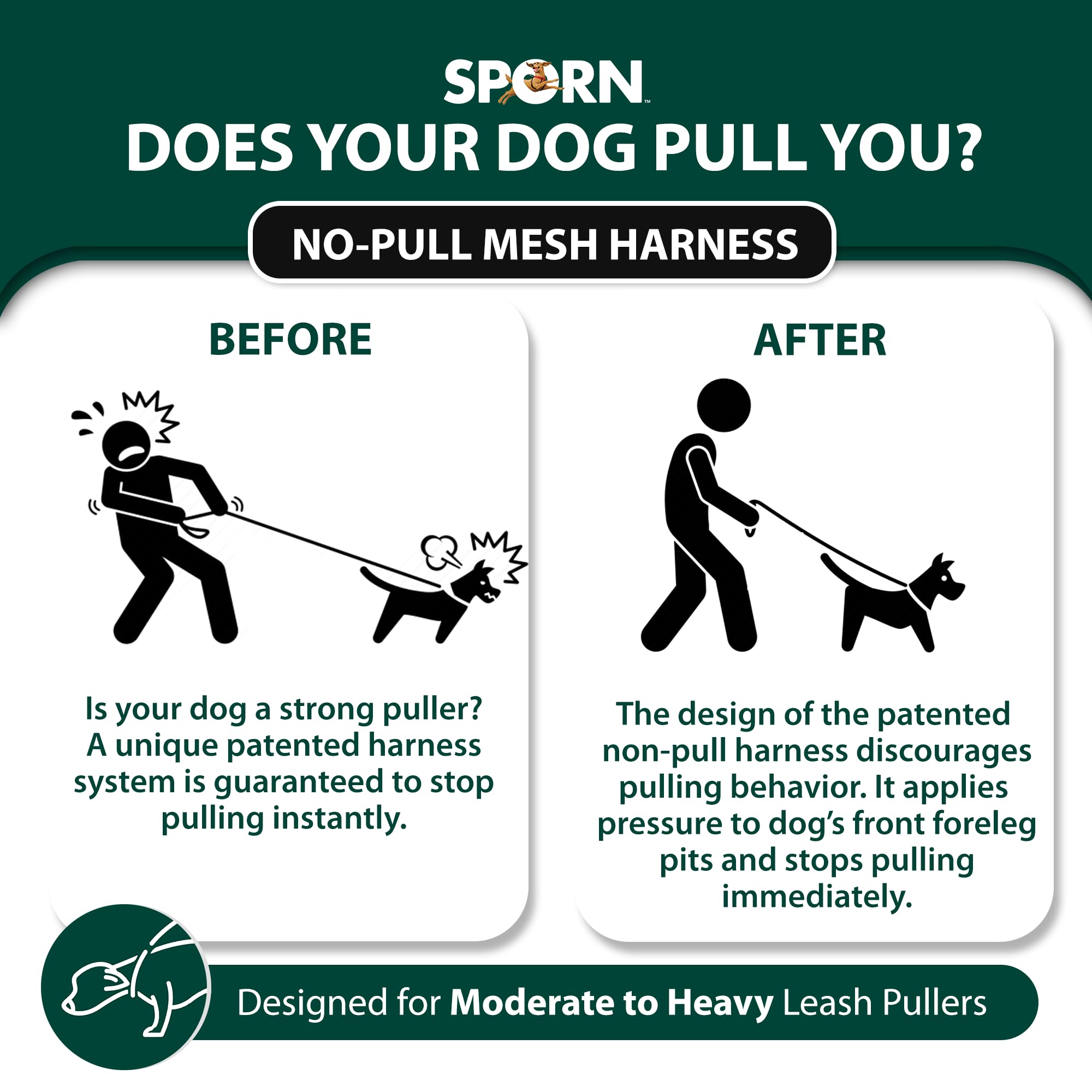 Sporn Non- Pull Mesh Harness, Black, Extra Large