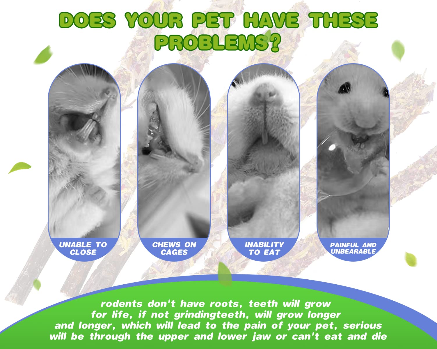 Abizoo Bunny Chew Toys for Rabbits,18PCS Natural Apple Wood Sticks with Petals Good for Chinchillas Guinea Pig Hamster Teeth Car