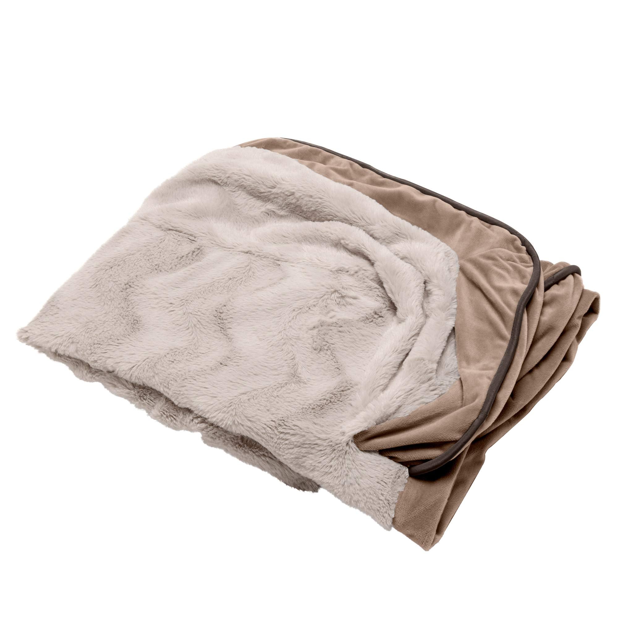Furhaven Replacement Dog Bed Cover Perfect Comfort Plush & Velvet Waves Sofa-Style, Machine Washable - Brownstone, Jumbo Plus (X