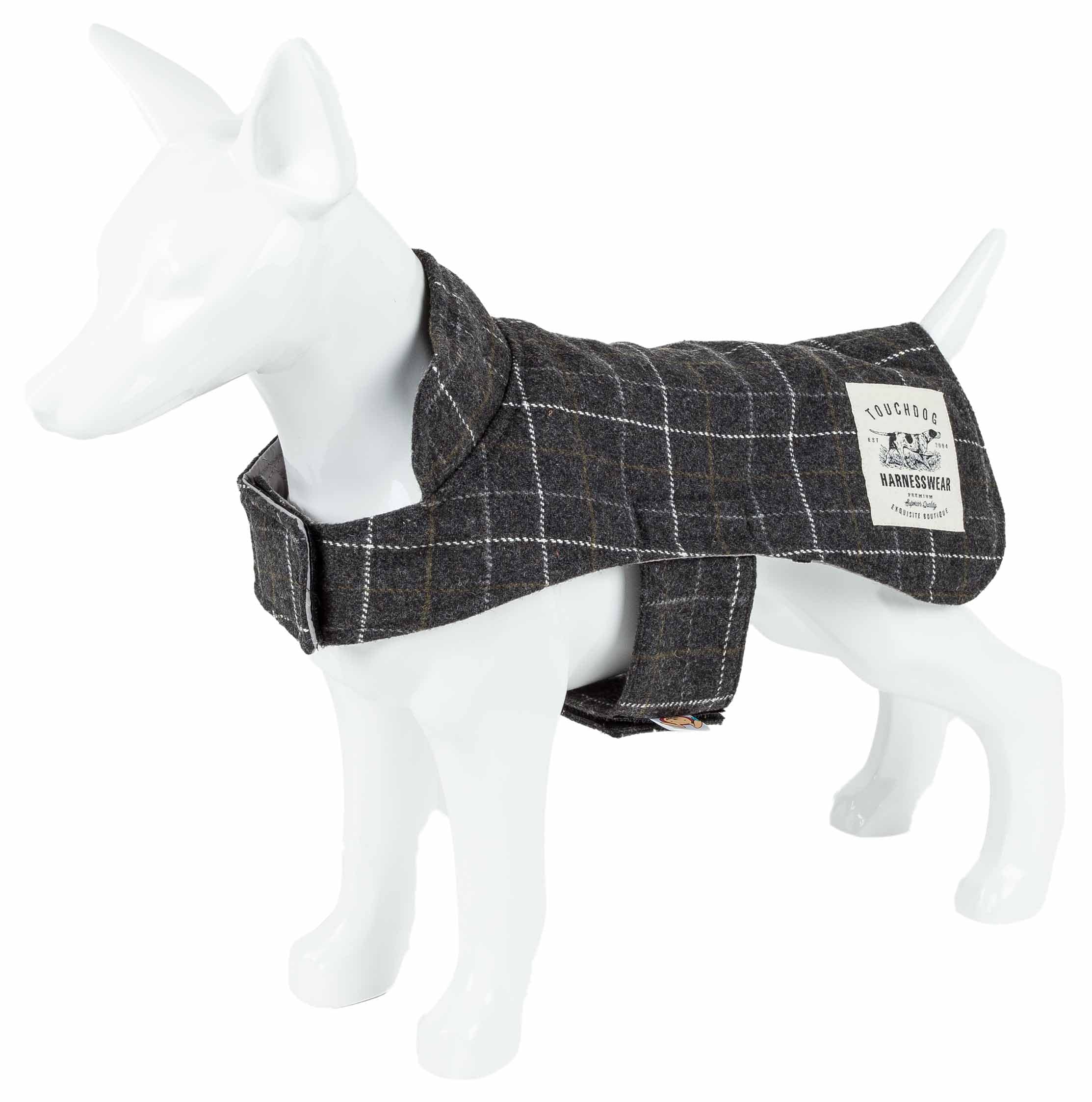Touchdog  2-in-1 Windowpane Plaided Dog Jacket with Matching Reversible Dog Mat - Dog Coat Features Easy Hook-and-Loop enlosures
