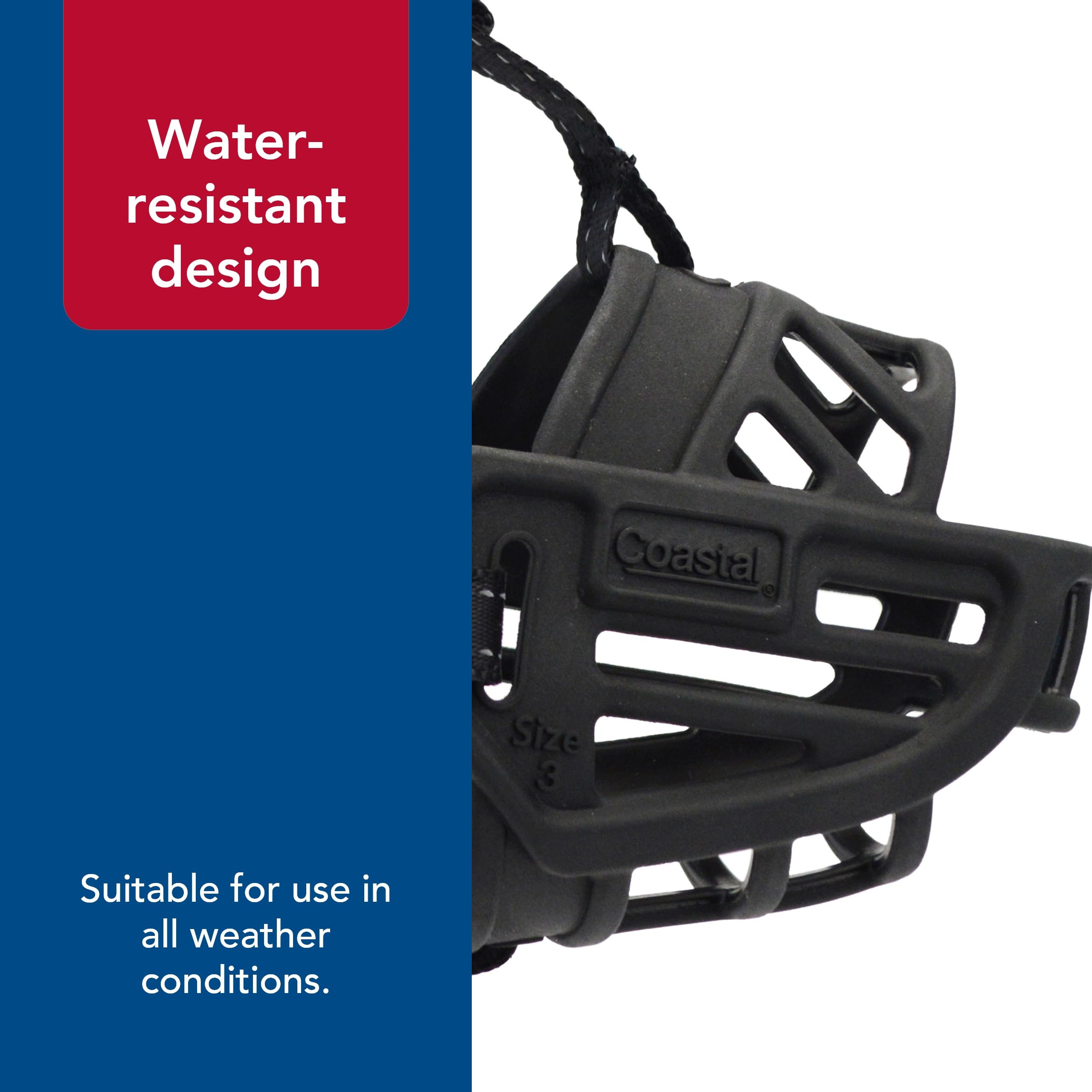 Coastal Pet Soft Basket Muzzle - Custom-Fit For Comfort - Indoor & Outdoor Dog Accessory - Adjustable Strap - Flexible Silicone - Allows Panting & Drinking - Black, 02